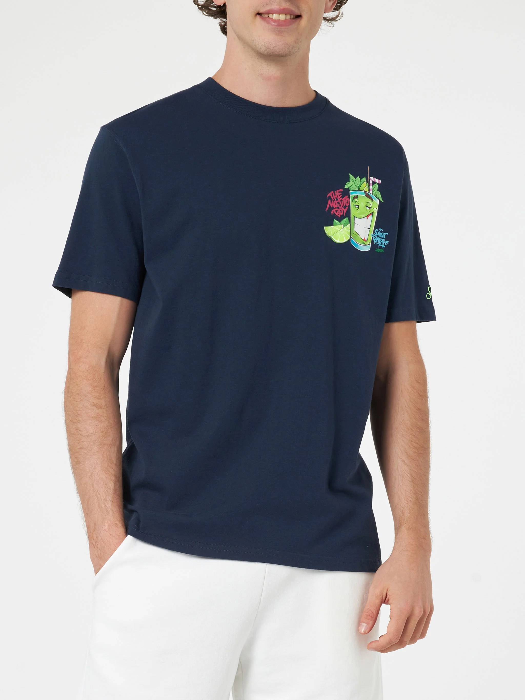 Cryptopuppets Mojito t-shirt with front and back print in blue | Special Edition - Image 4