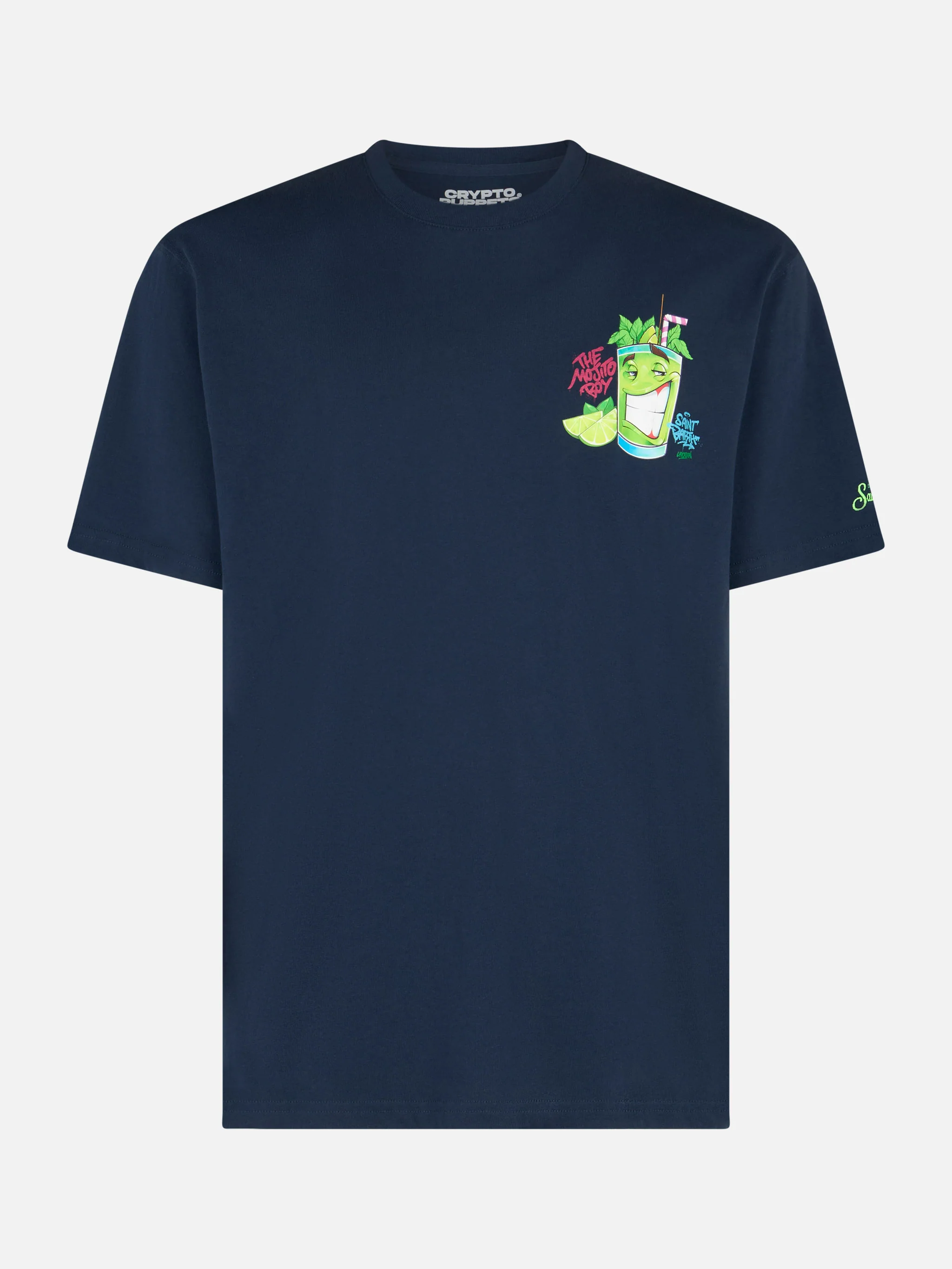 Cryptopuppets Mojito t-shirt with front and back print in blue | Special Edition - Image 5
