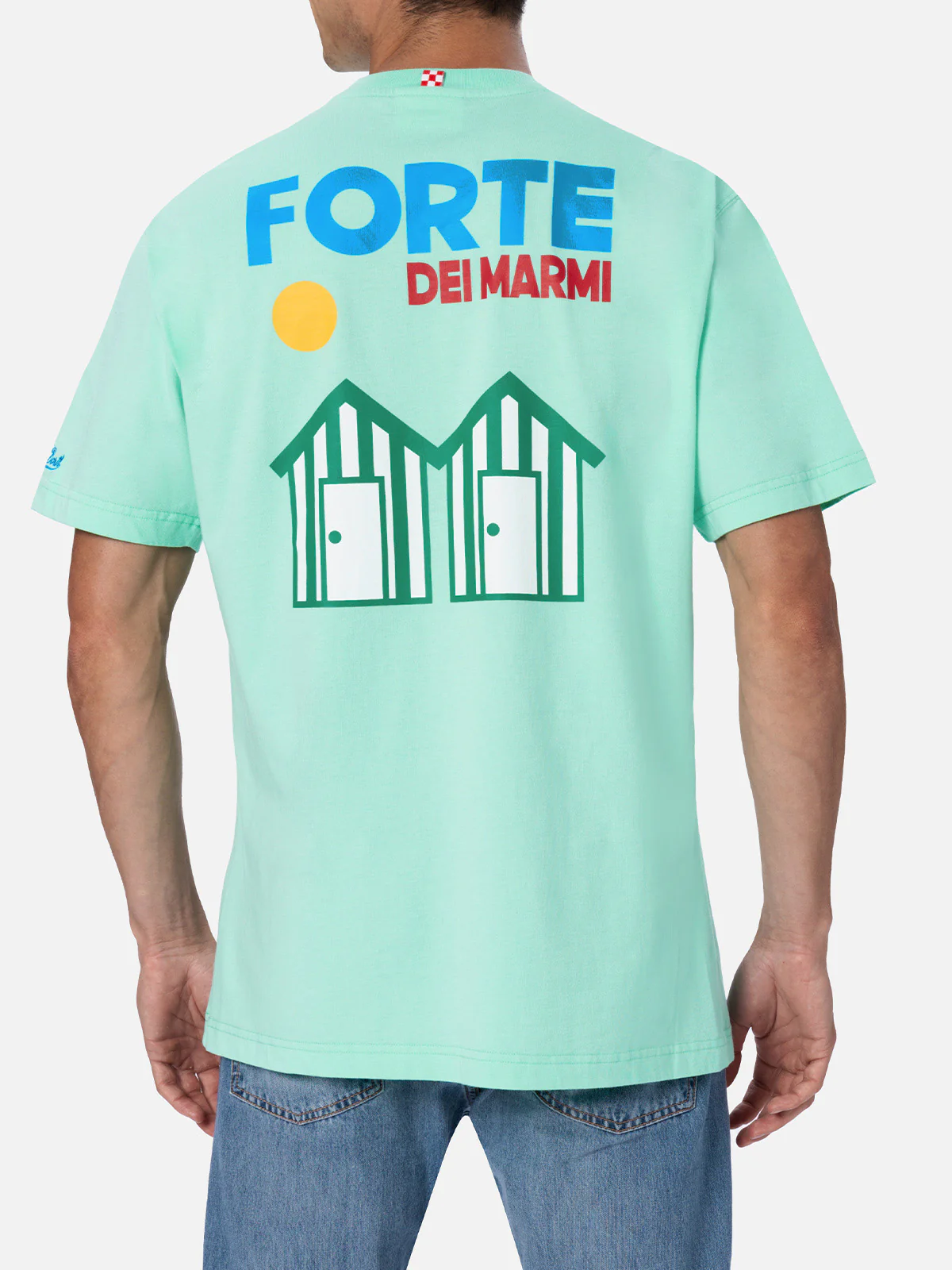 T-shirt with Forte dei Marmi postcard print in mint green - Image 3