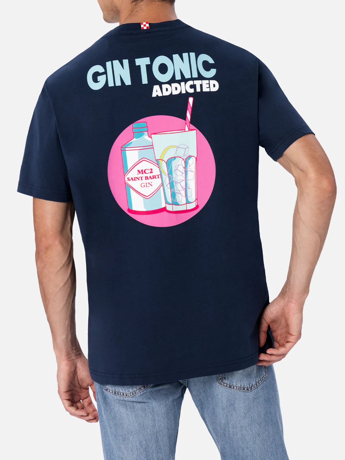 Cotton t-shirt with cocktail Gin Tonic Addicted print - Image 2
