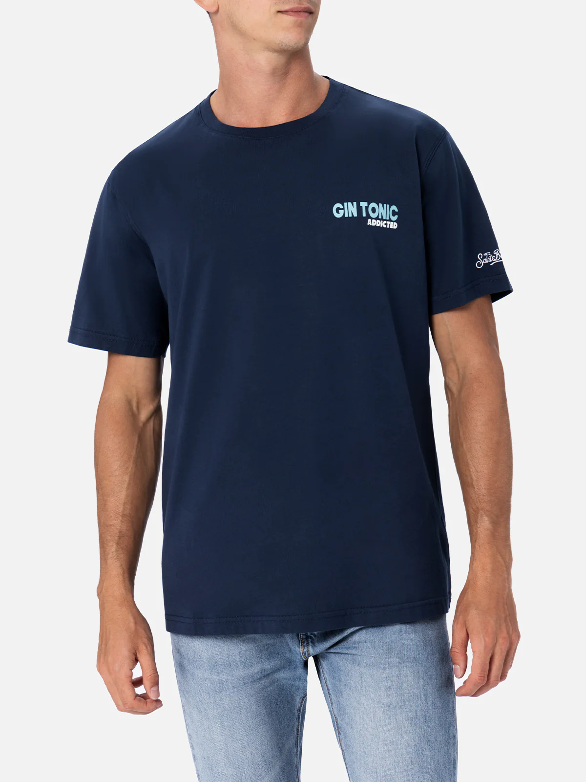 Cotton t-shirt with cocktail Gin Tonic Addicted print - Image 3