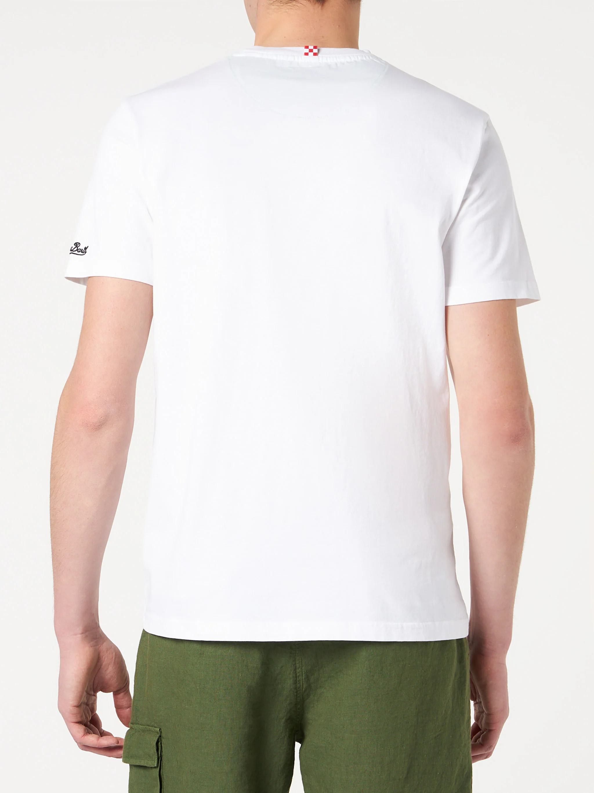 Cotton t-shirt Blanche with green bandana pocket - Image 4