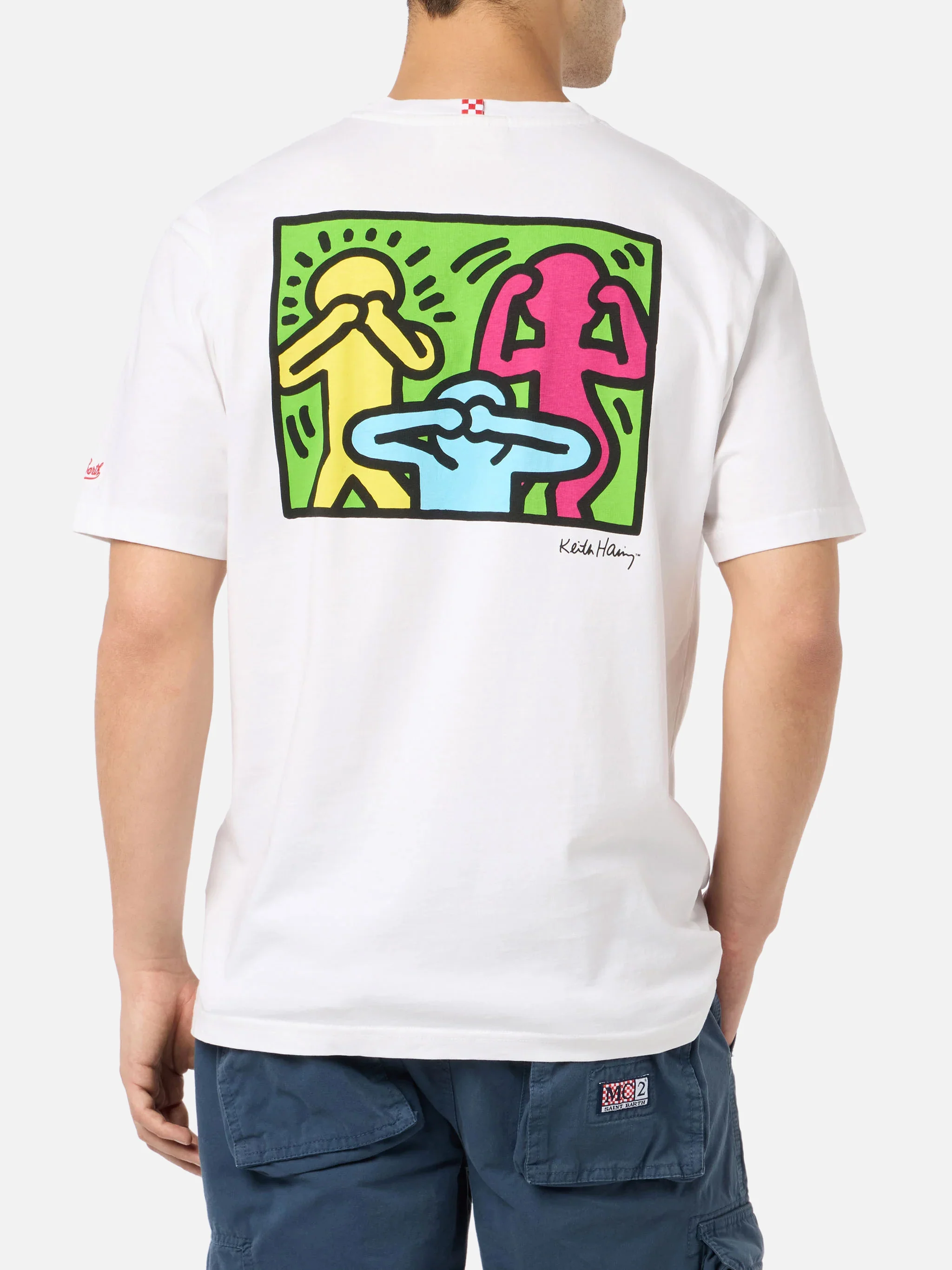 Keith Haring People t-shirt with front and back print in white | Special Edition - Image 3