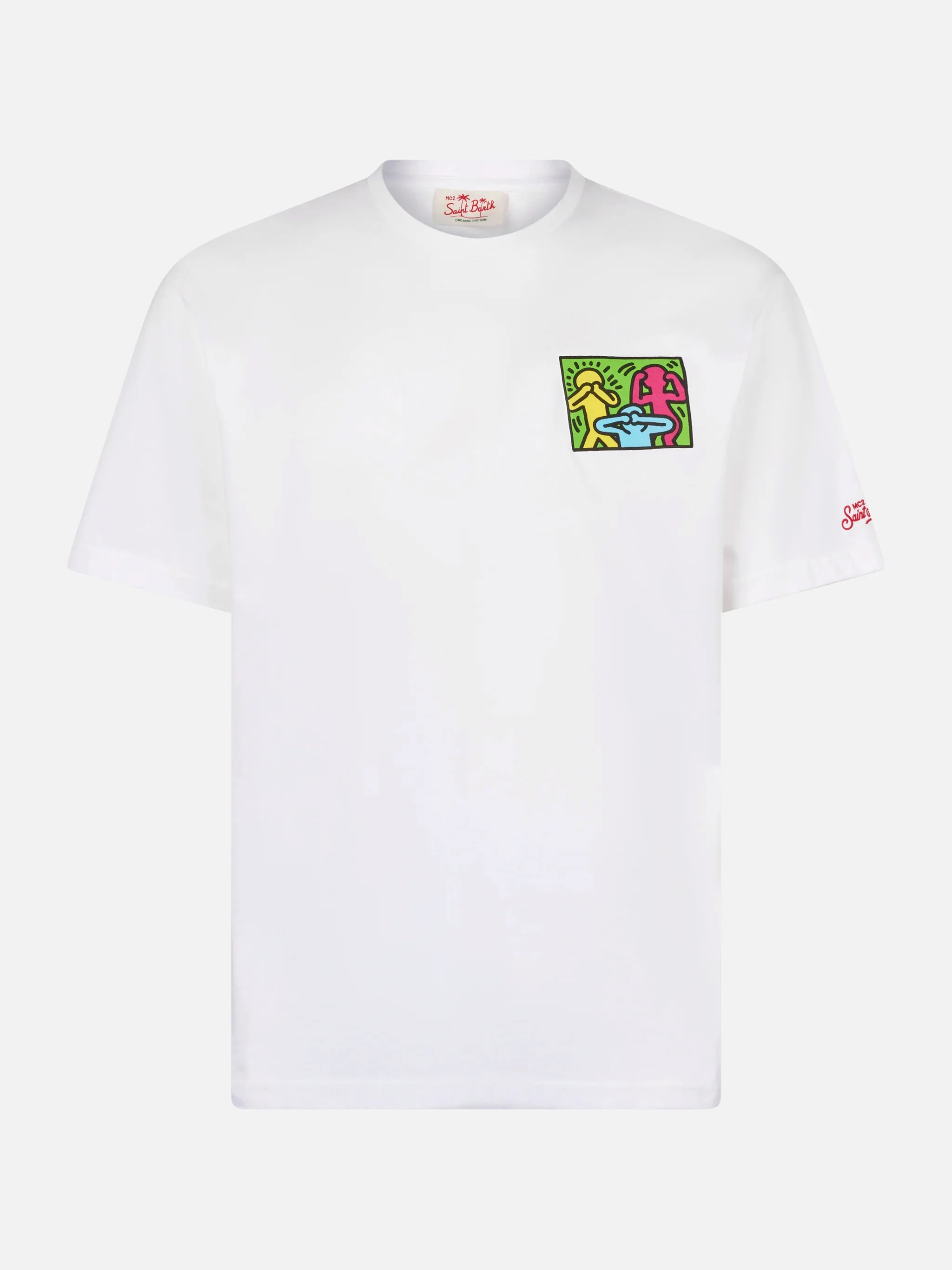 Keith Haring People t-shirt with front and back print in white | Special Edition - Image 5