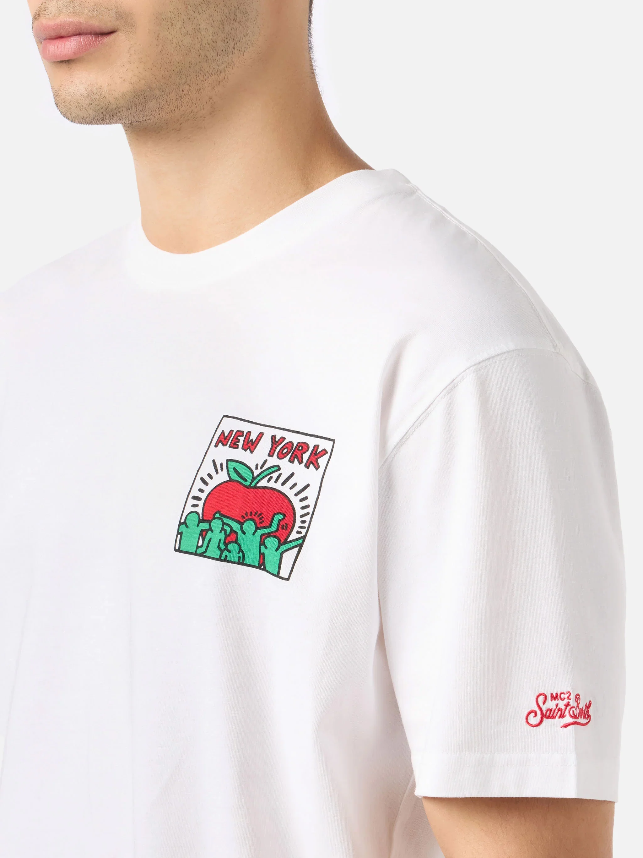 Keith Haring NY t-shirt with front and back print in white | Special Edition - Image 2