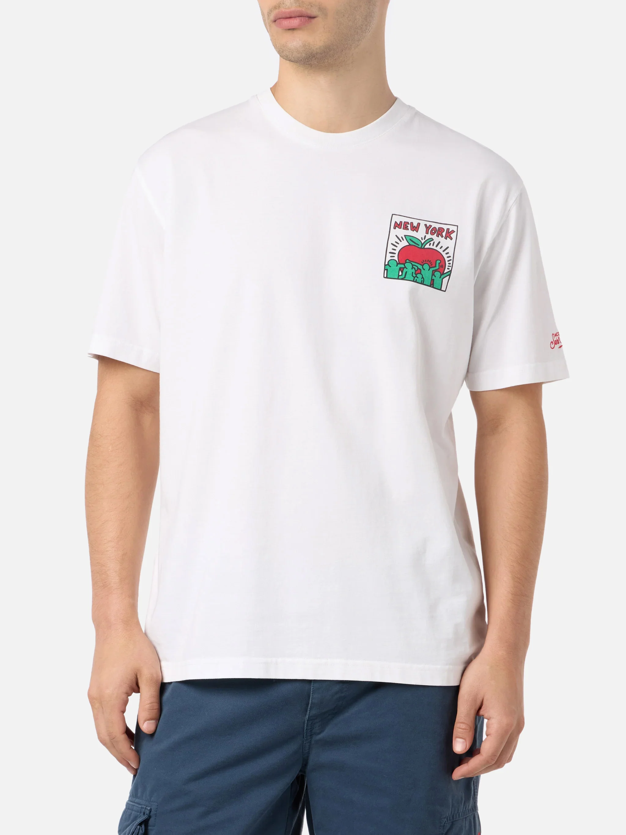 Keith Haring NY t-shirt with front and back print in white | Special Edition - Image 4