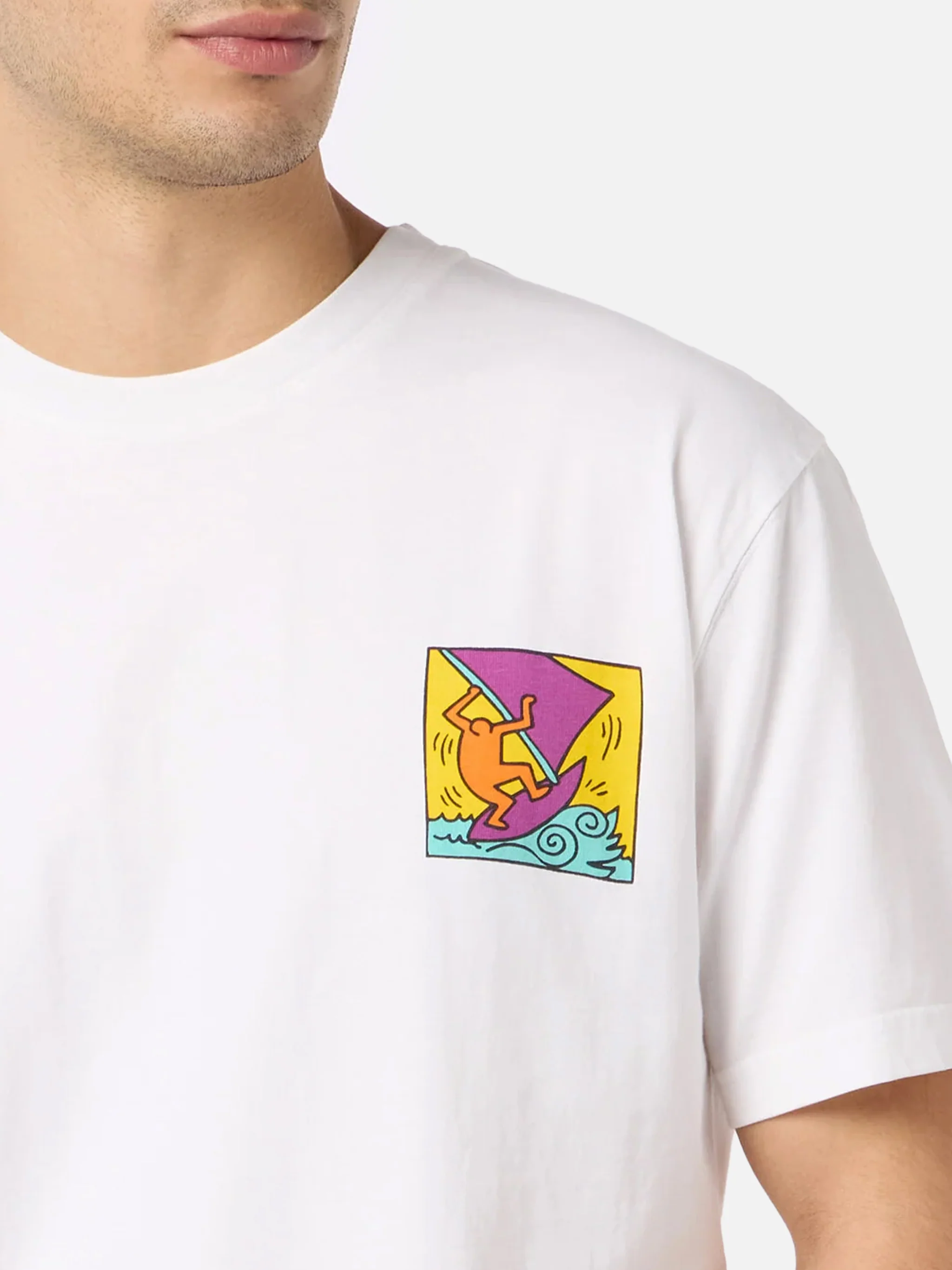 Keith Haring t-shirt with front and back print in white | Special Edition - Image 2