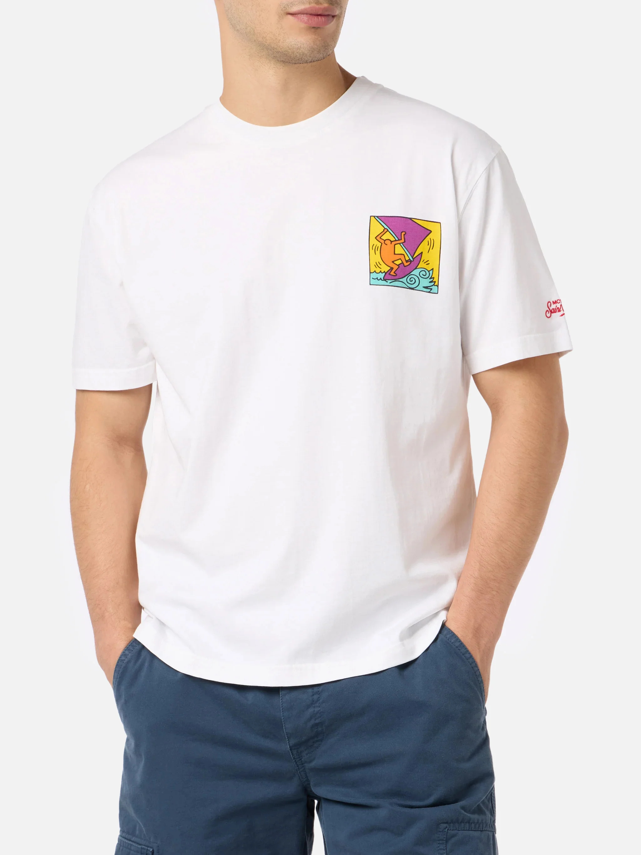 Keith Haring t-shirt with front and back print in white | Special Edition - Image 4