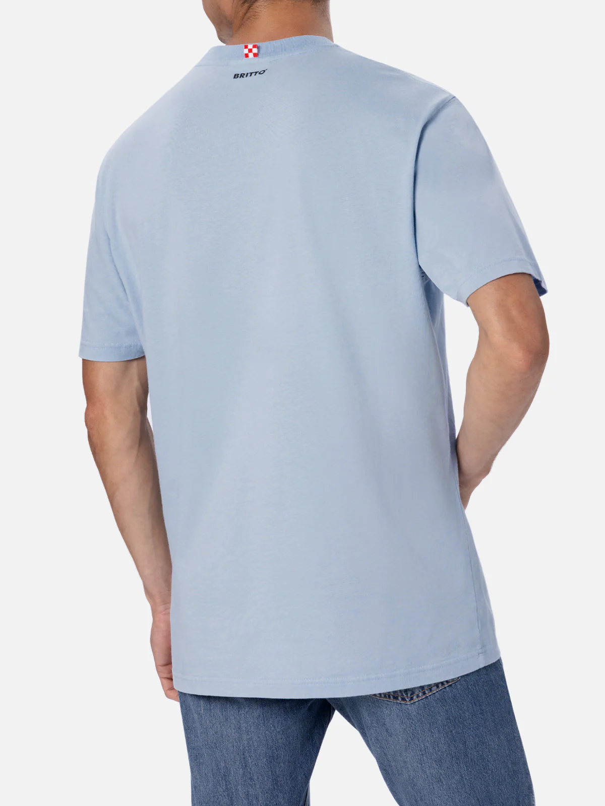 Britto t-shirt with glasses print and embroidery in light blue | Special Edition - Image 3