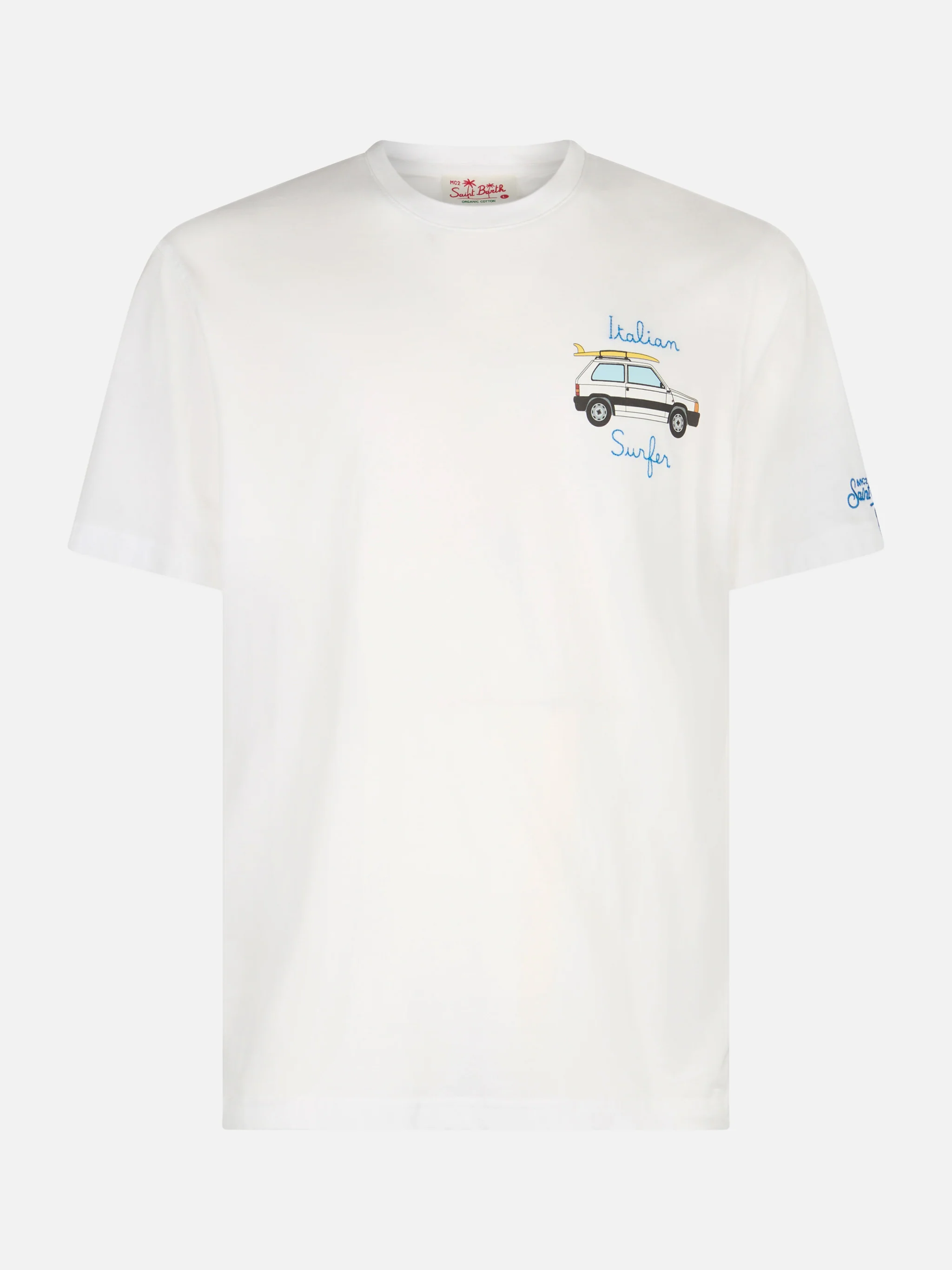 Panda t-shirt with print and surf embroidery in white | Special Edition