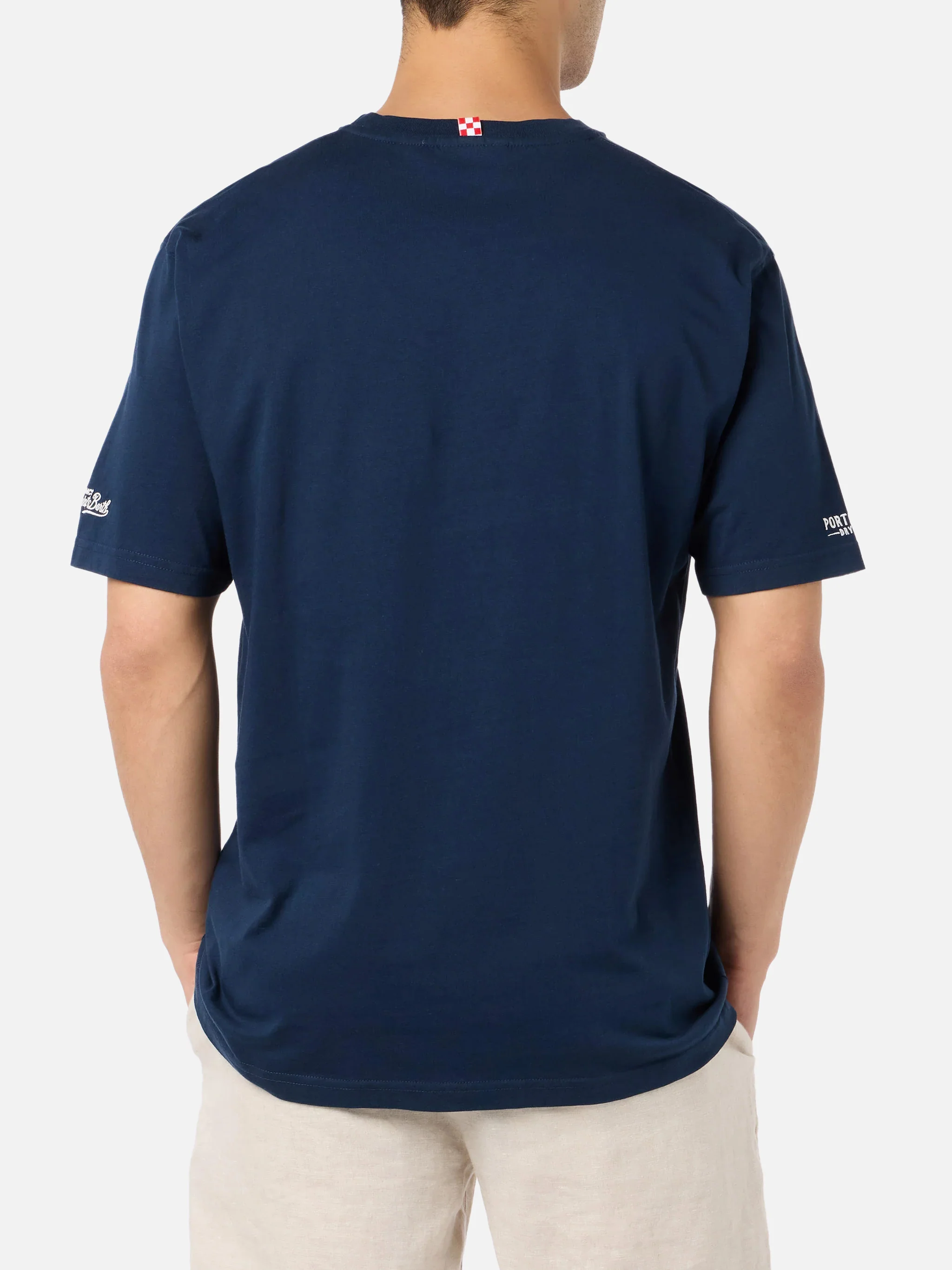 Portofino Bay Martini t-shirt with print in blue | Special Edition - Image 4