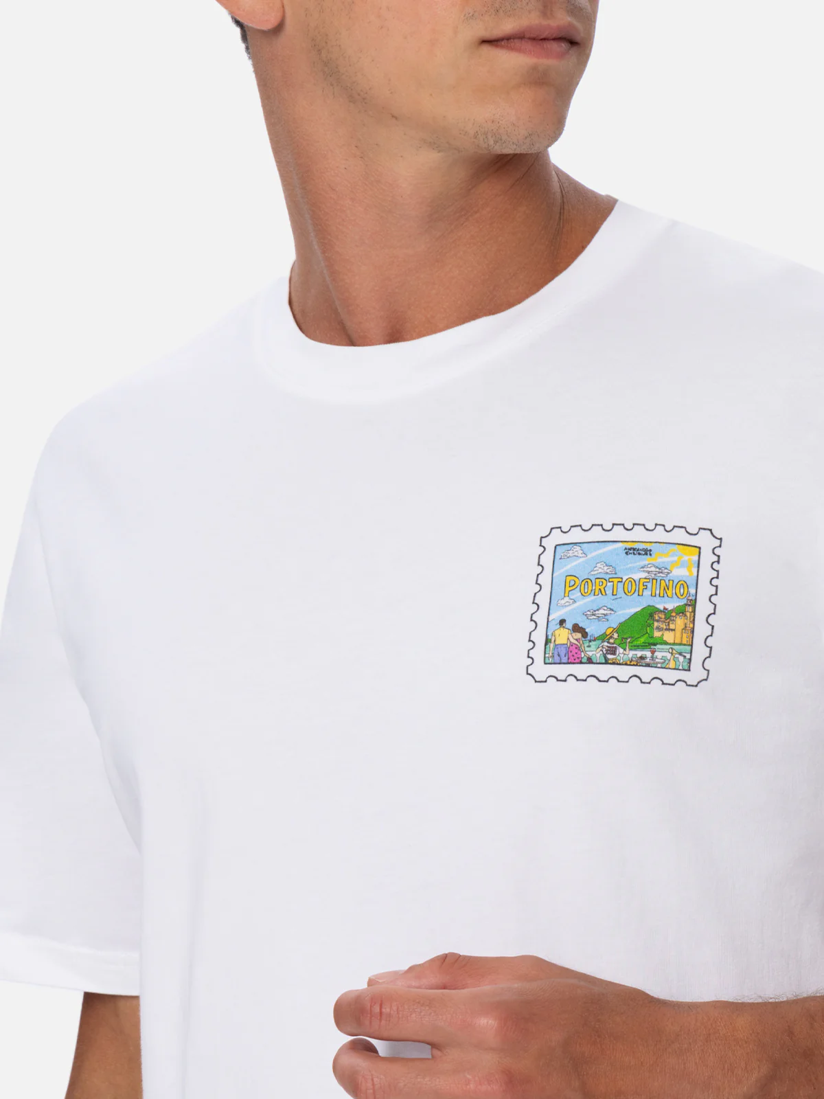 T-shirt with Portofino postcard print in white | Special Edition - Image 2