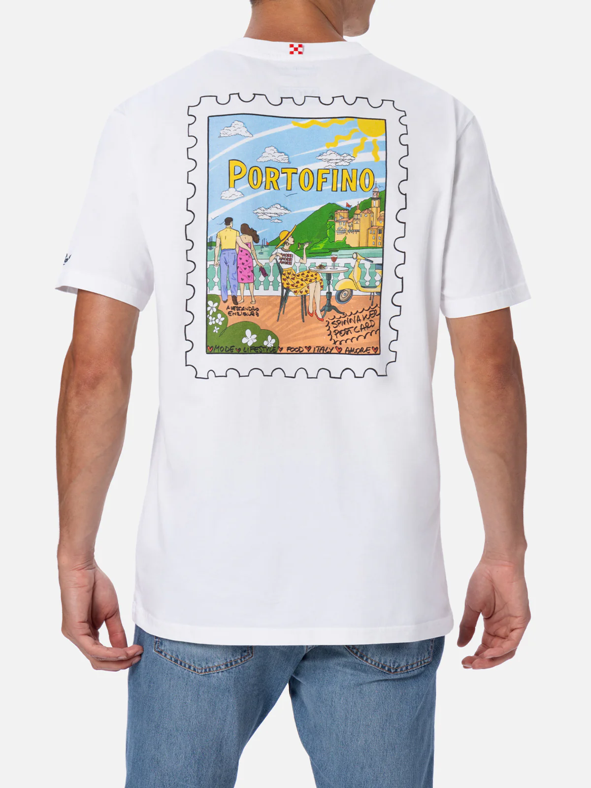 T-shirt with Portofino postcard print in white | Special Edition - Image 3