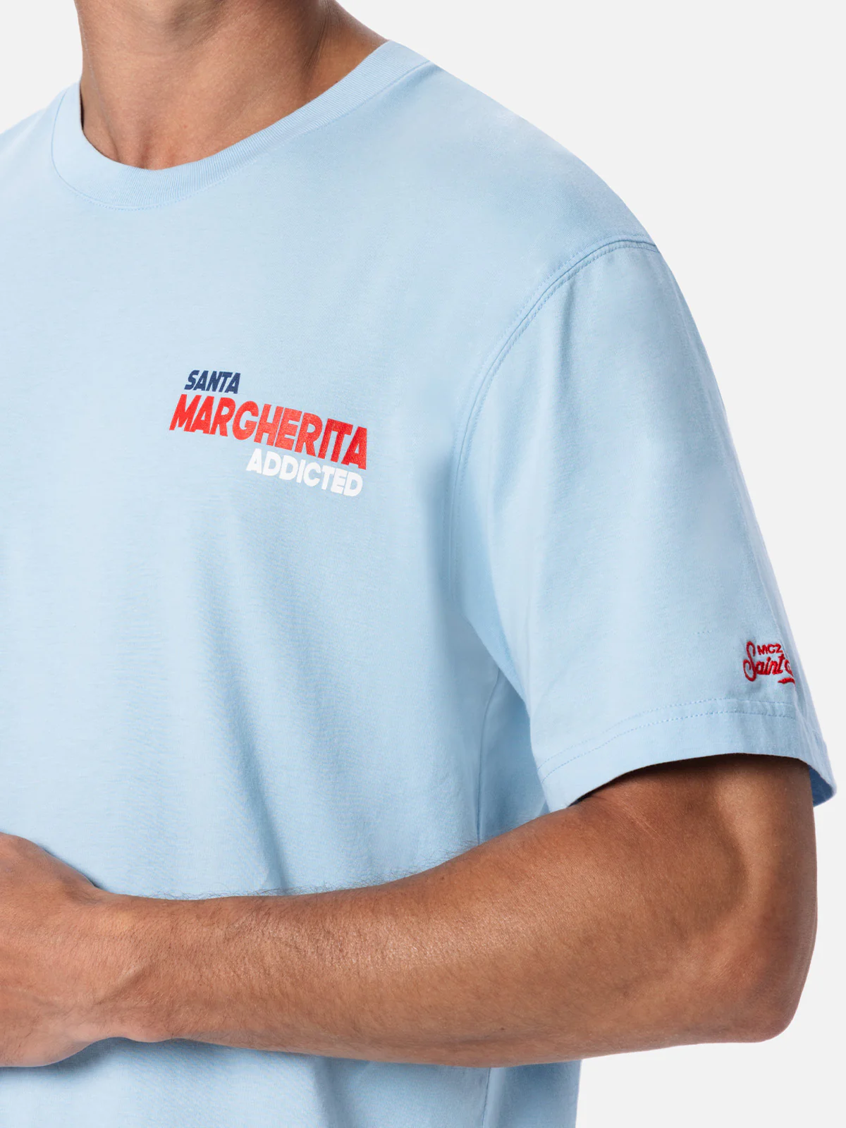 T-shirt with Santa Margherita postcard print in light blue - Image 2