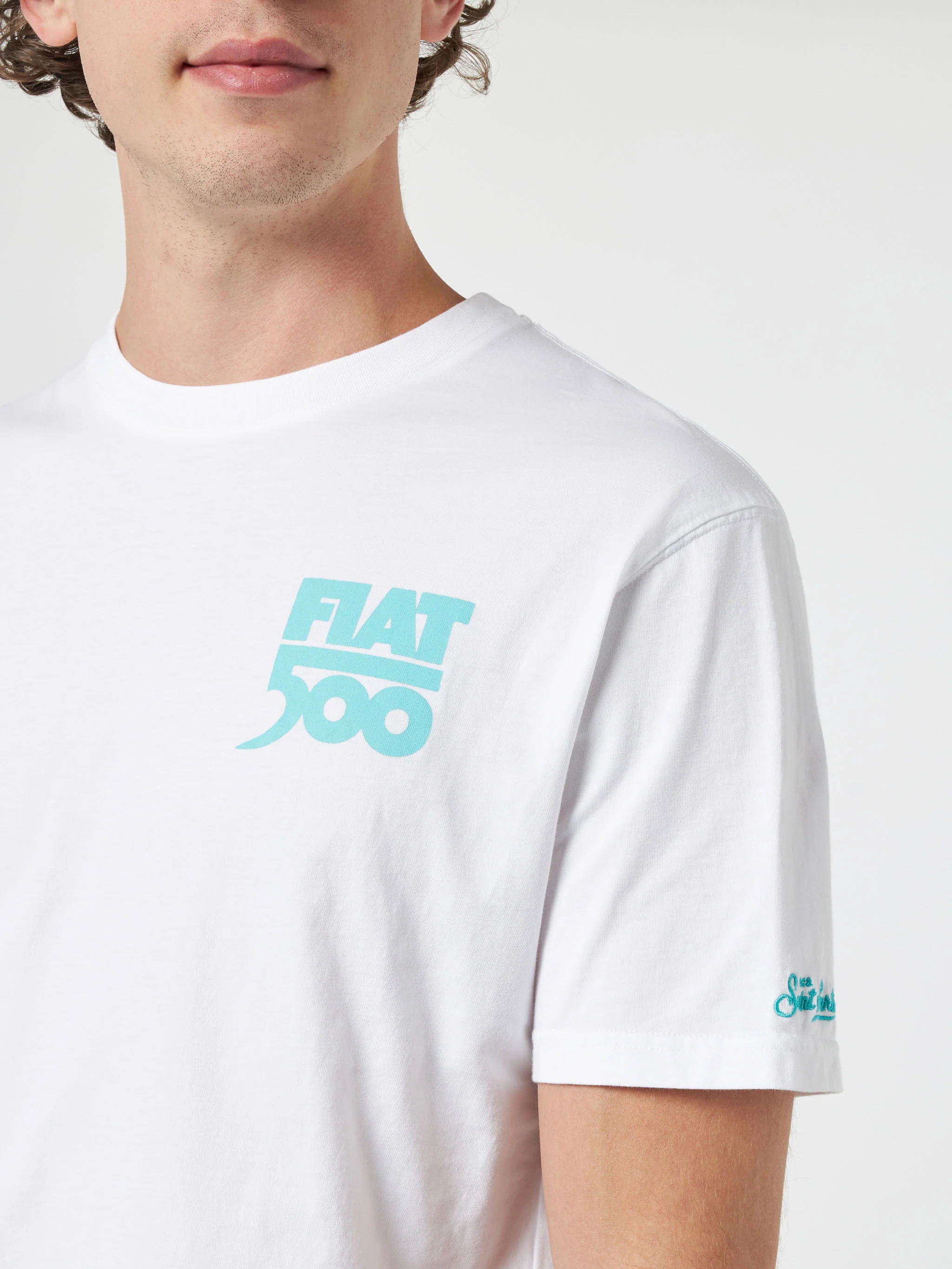 Fiat 500 Spiaggina t-shirt with front and back print in white | Special Edition - Image 2