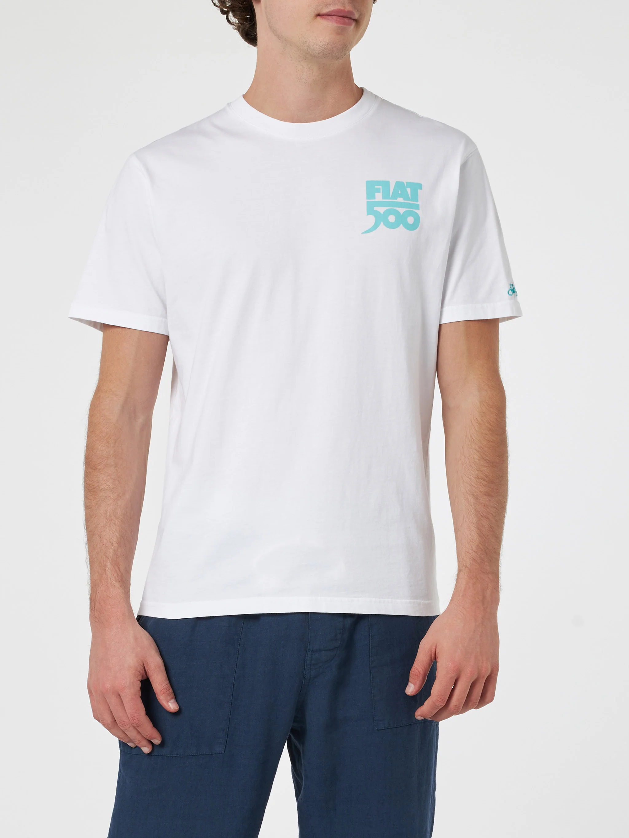 Fiat 500 Spiaggina t-shirt with front and back print in white | Special Edition - Image 3