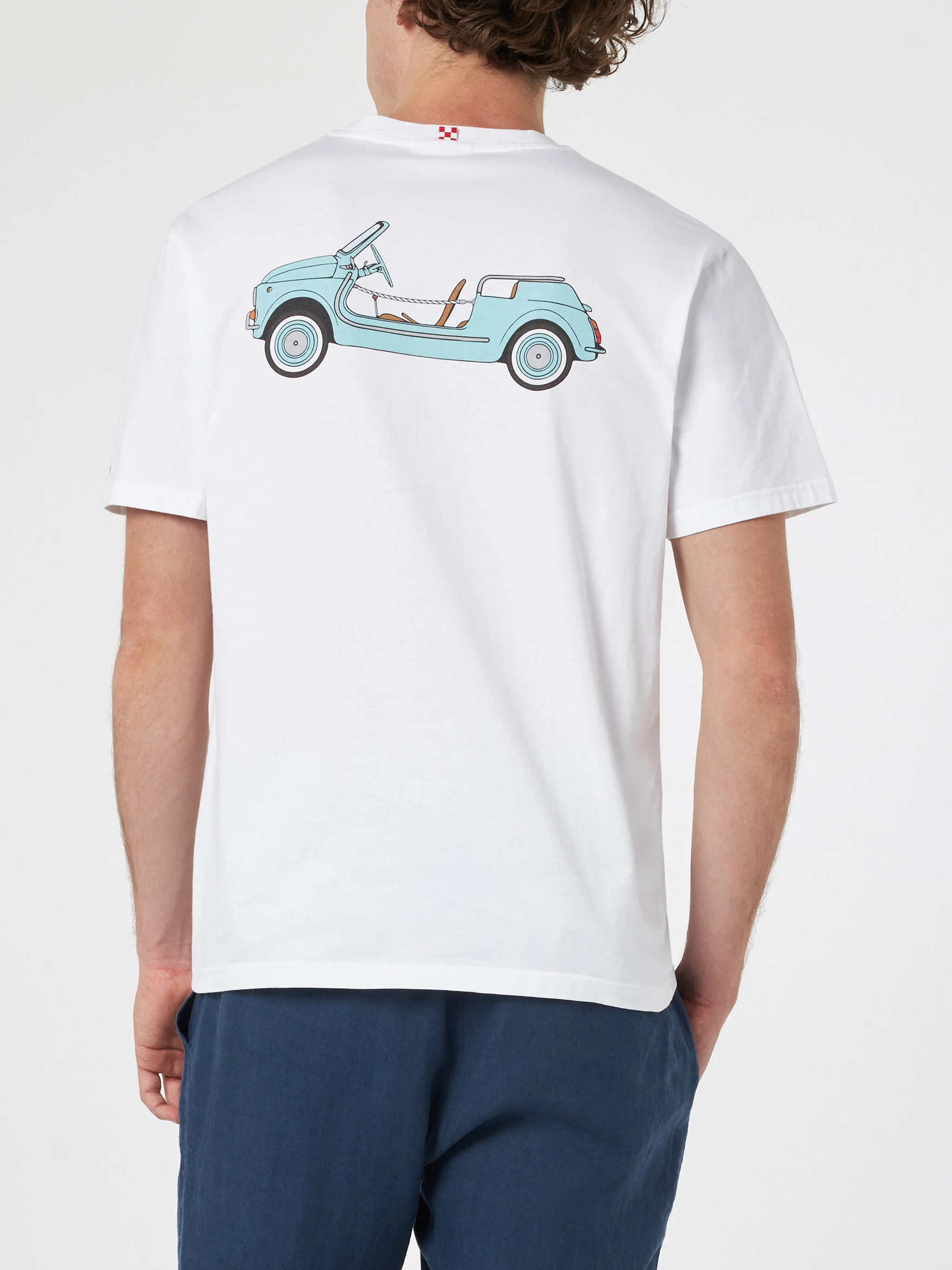 Fiat 500 Spiaggina t-shirt with front and back print in white | Special Edition - Image 4