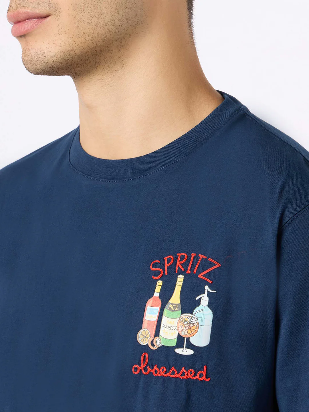 Spritz obsessed embroidered t-shirt in blue - Image 2
