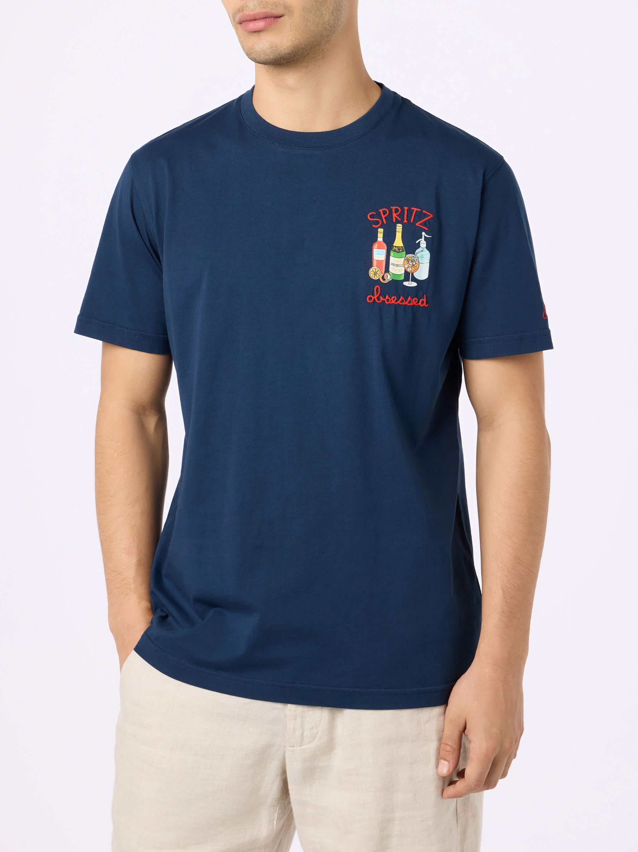 Spritz obsessed embroidered t-shirt in blue - Image 3