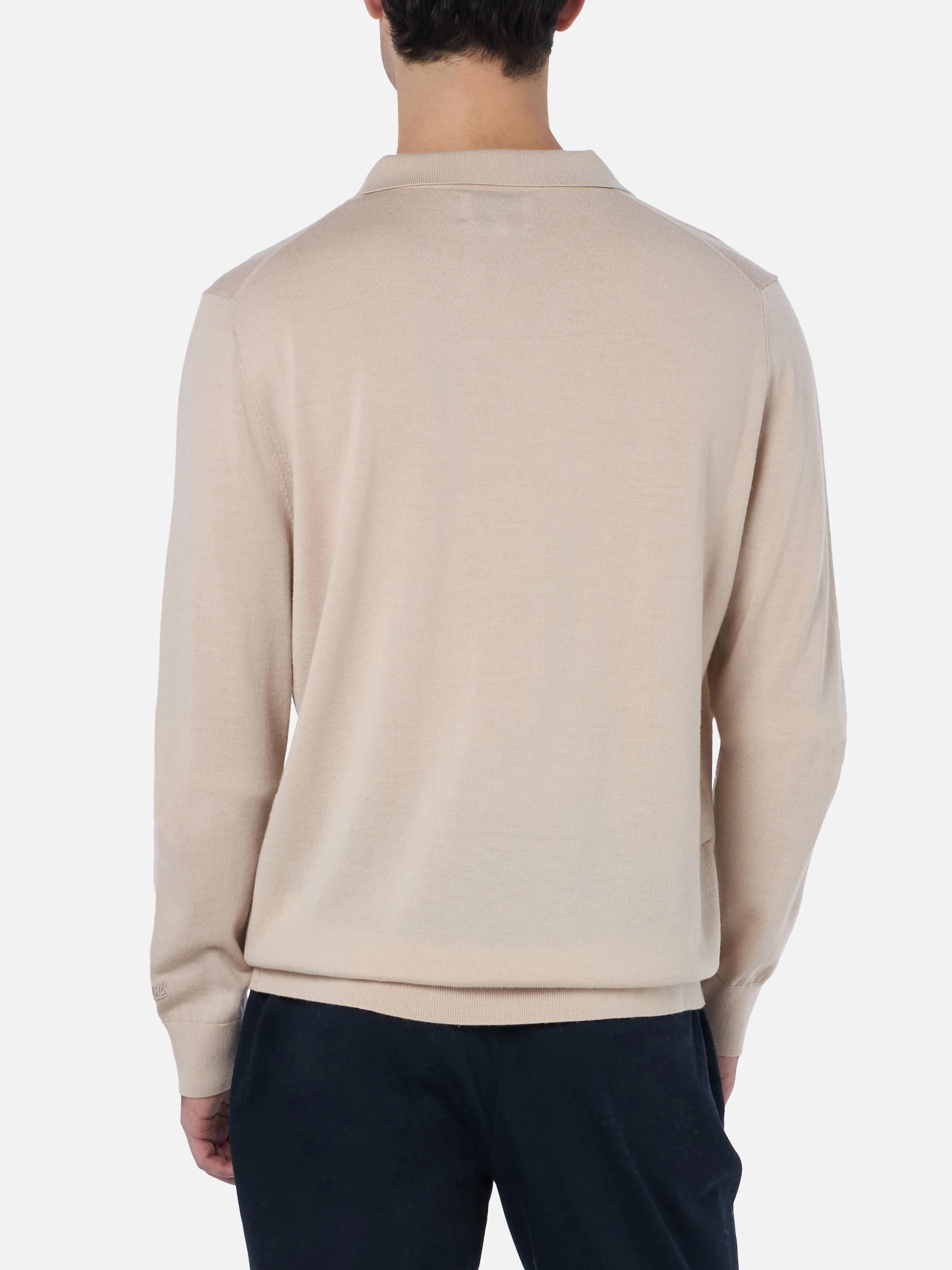 Beige polo Covent in 100% MERINO WOOL - Image 3