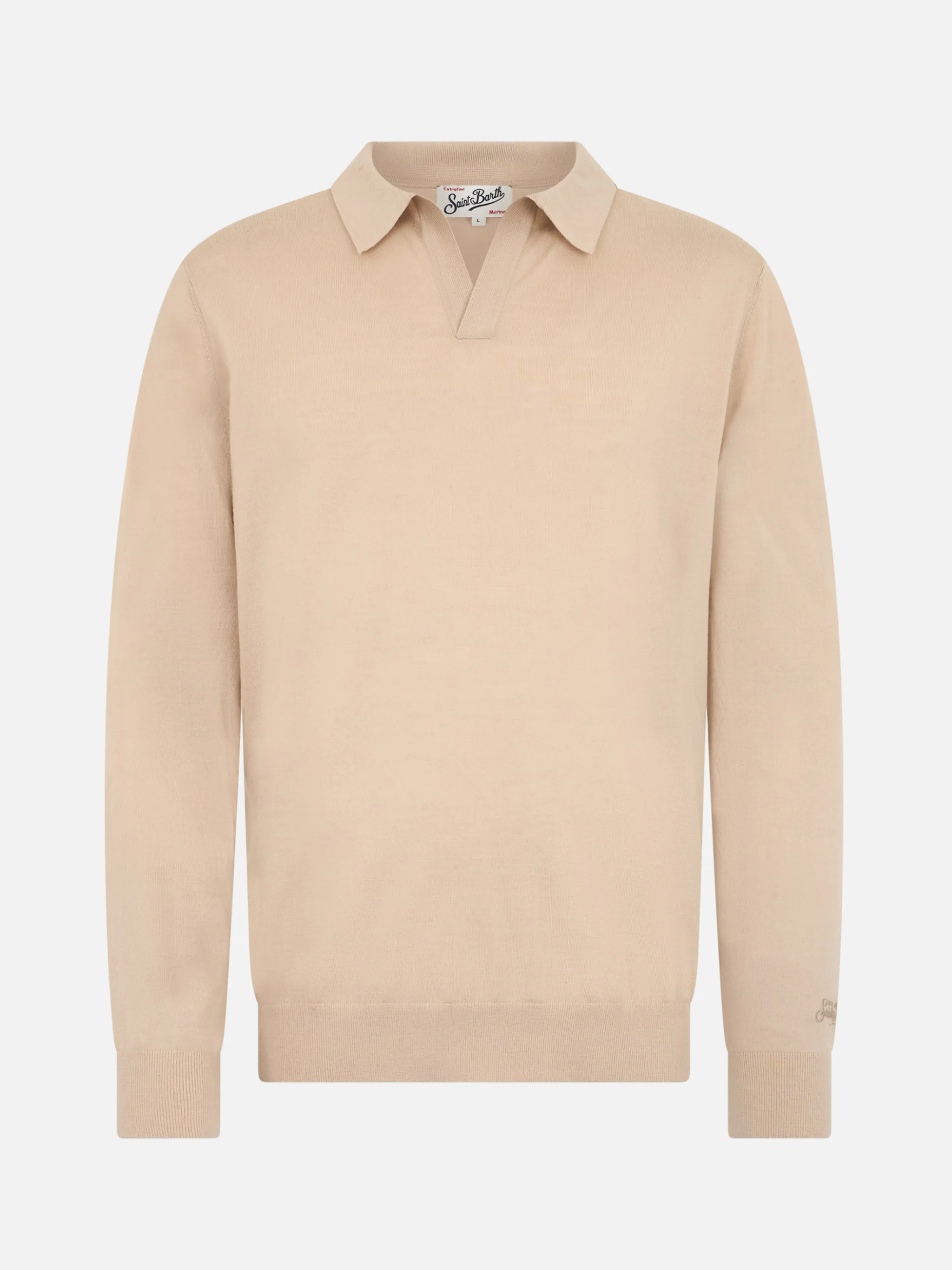 Beige polo Covent in 100% MERINO WOOL - Image 4