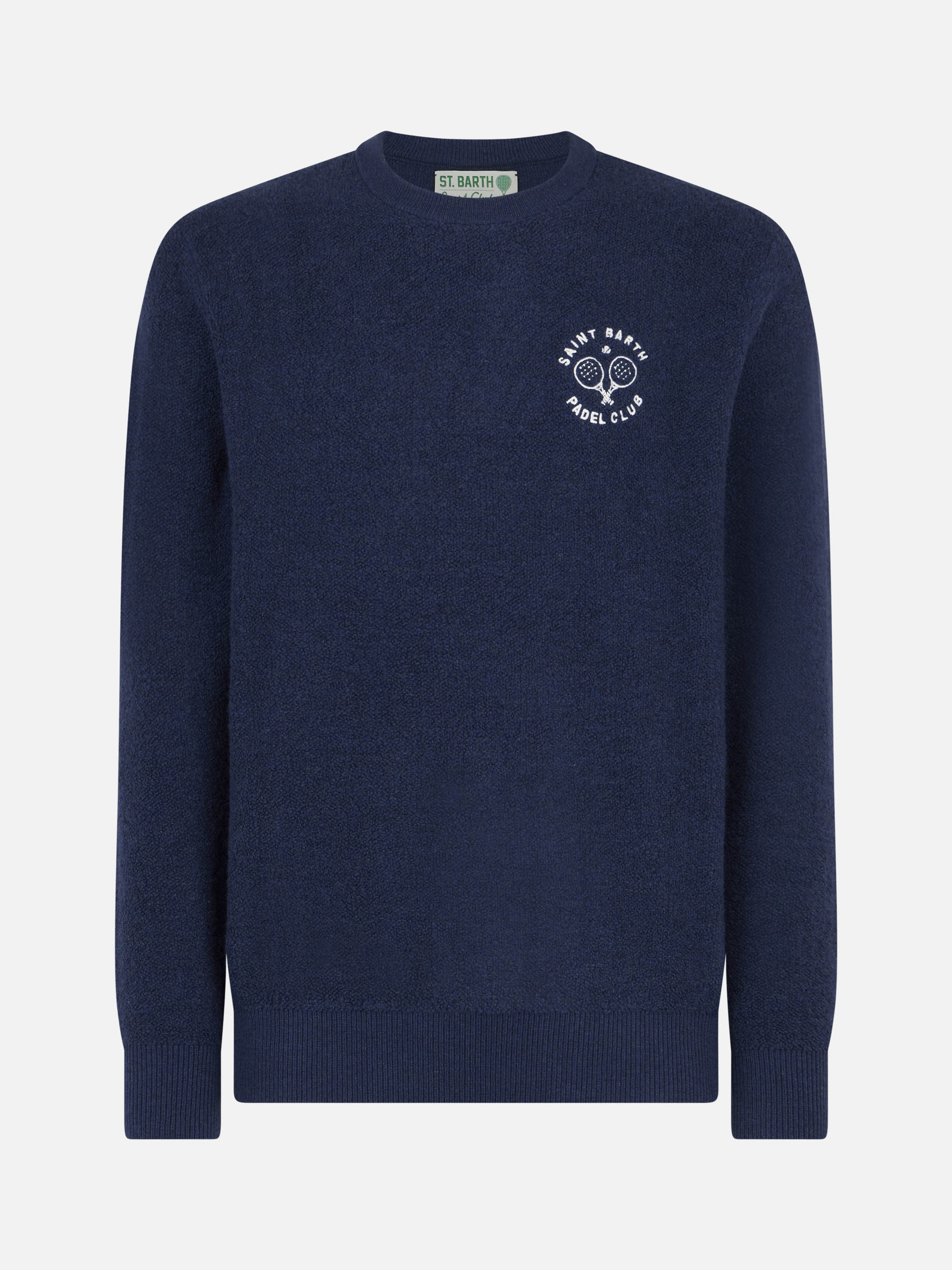 Crewneck bluette bouclé Heorn sweater with Saint Barth Padel Club embroidery - Image 5