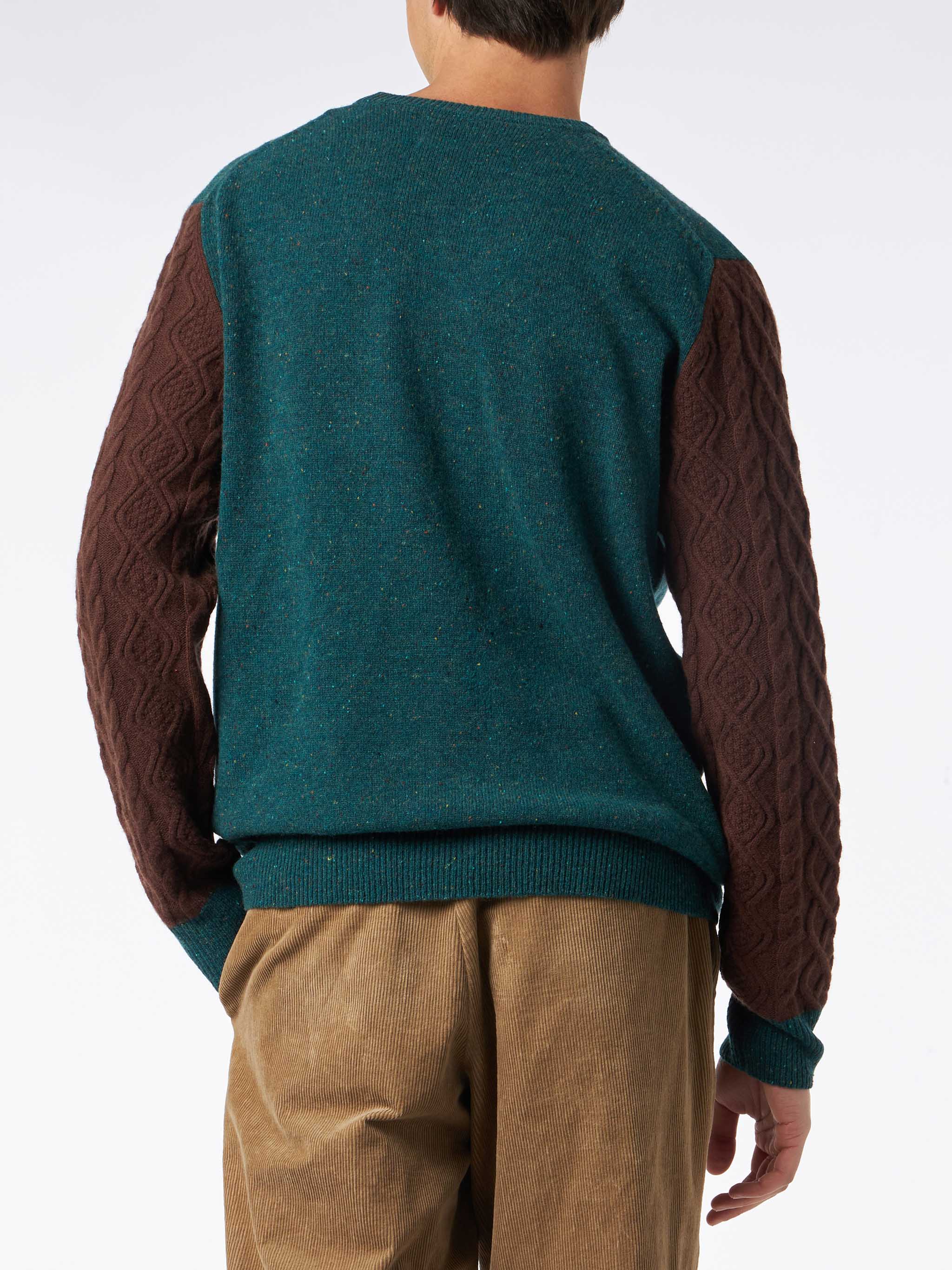 Crewneck donegal sweater Heron with polo jacquard - Image 3