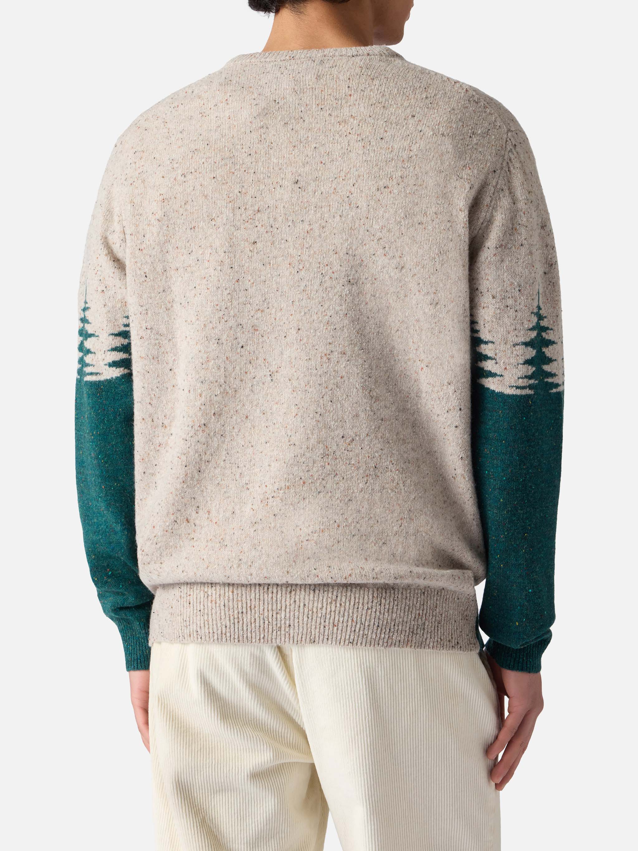 Crewneck donegal sweater Heron with St. Moritz postcard jacquard - Image 3