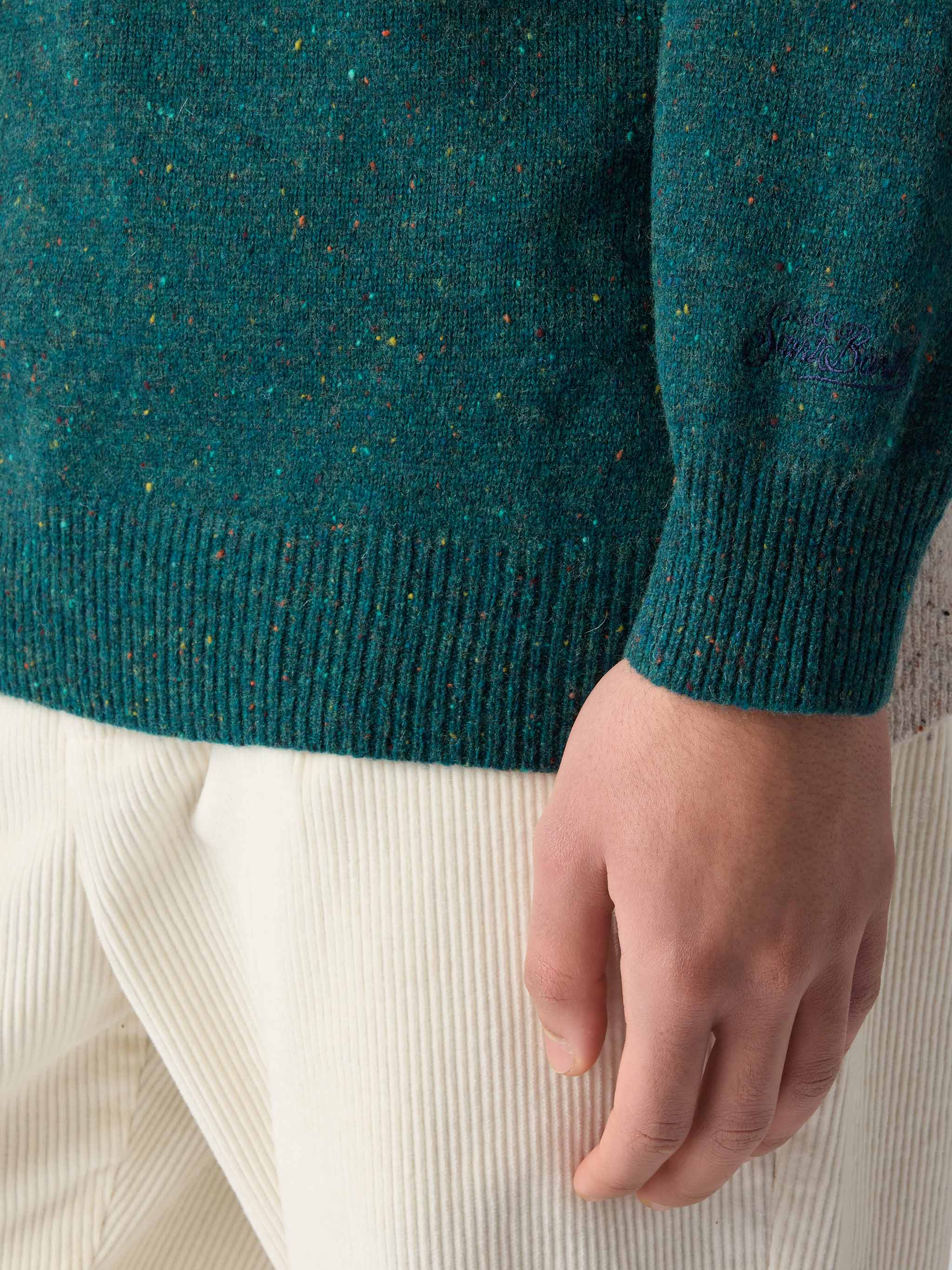 Crewneck donegal sweater Heron with St. Moritz postcard jacquard - Image 4