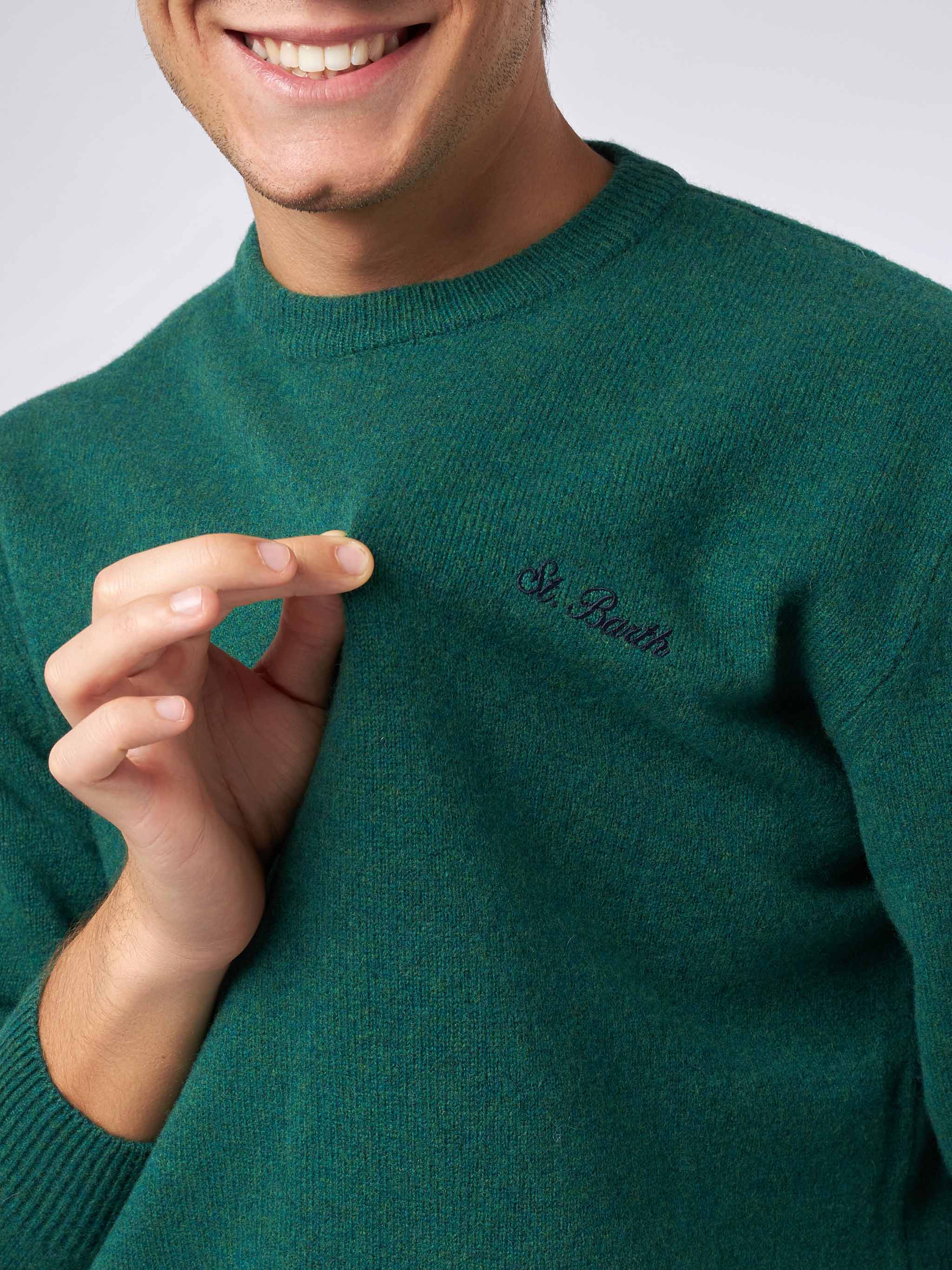 Green sweater Regent in lambswool - Image 2