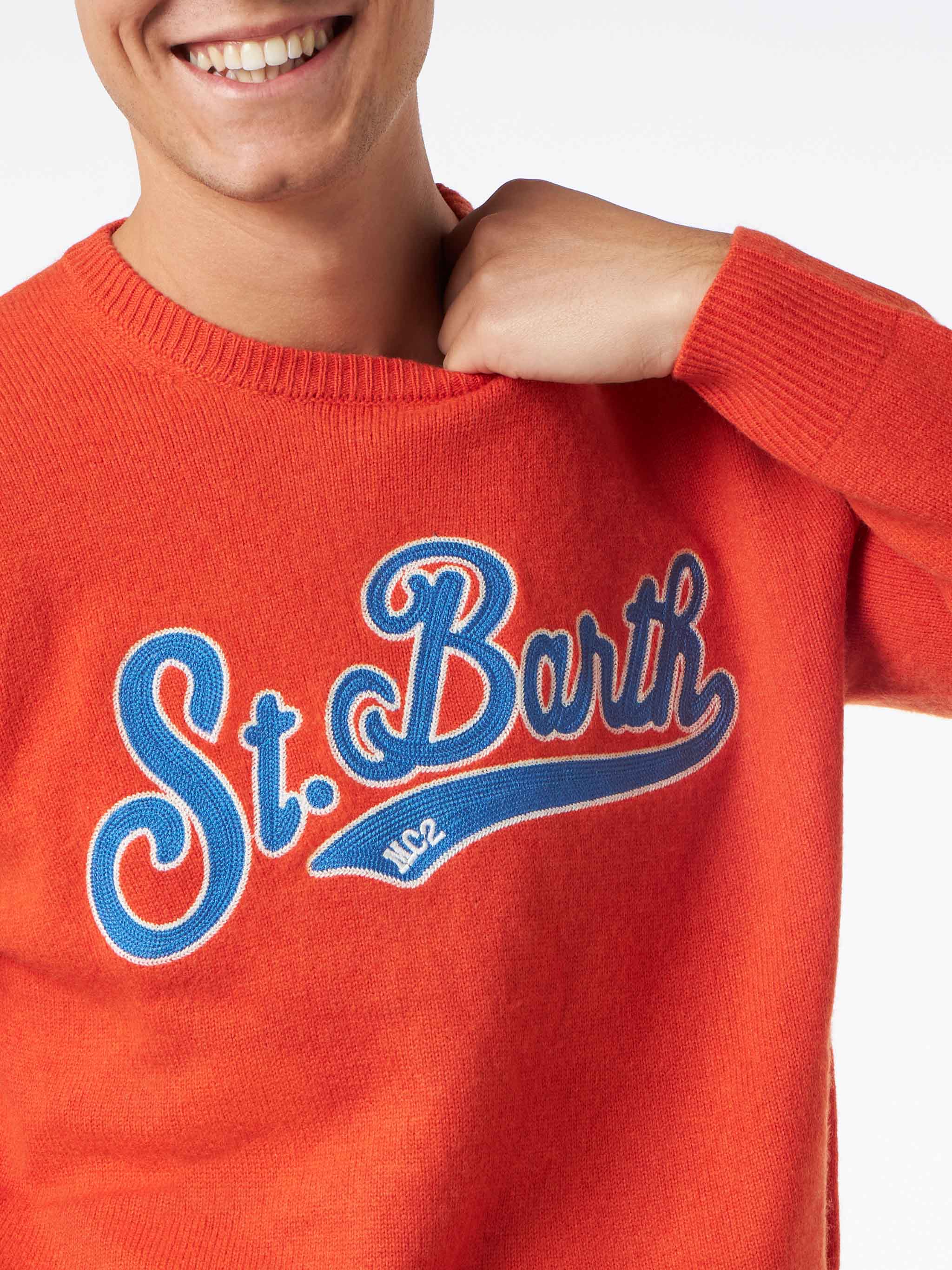 Heron orange sweater with St. Barth embroidery - Image 2