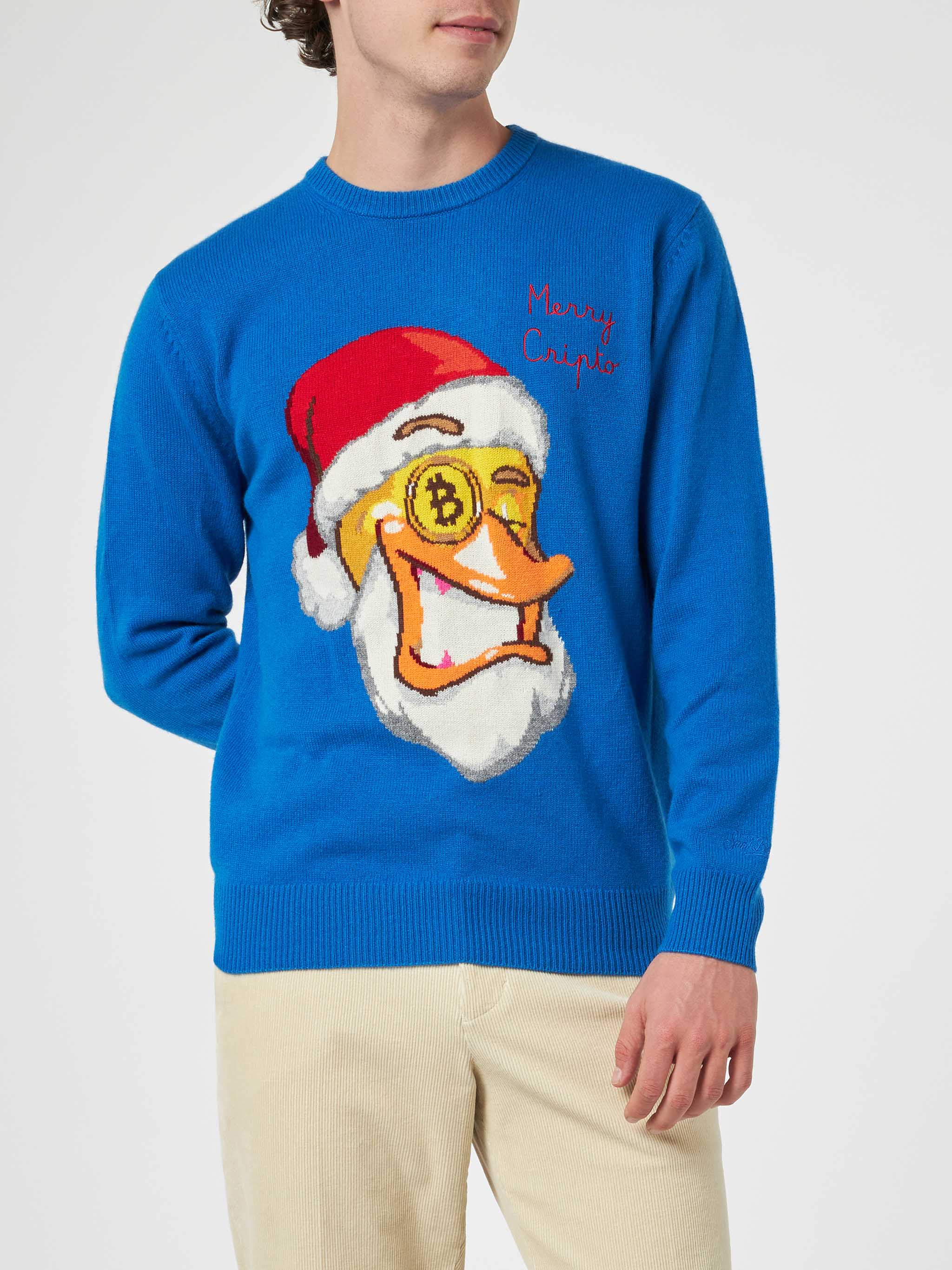 Crewneck sweater Heron with Crypto Ducky jacquard | CRYPTO PUPPETS SPECIAL EDITION