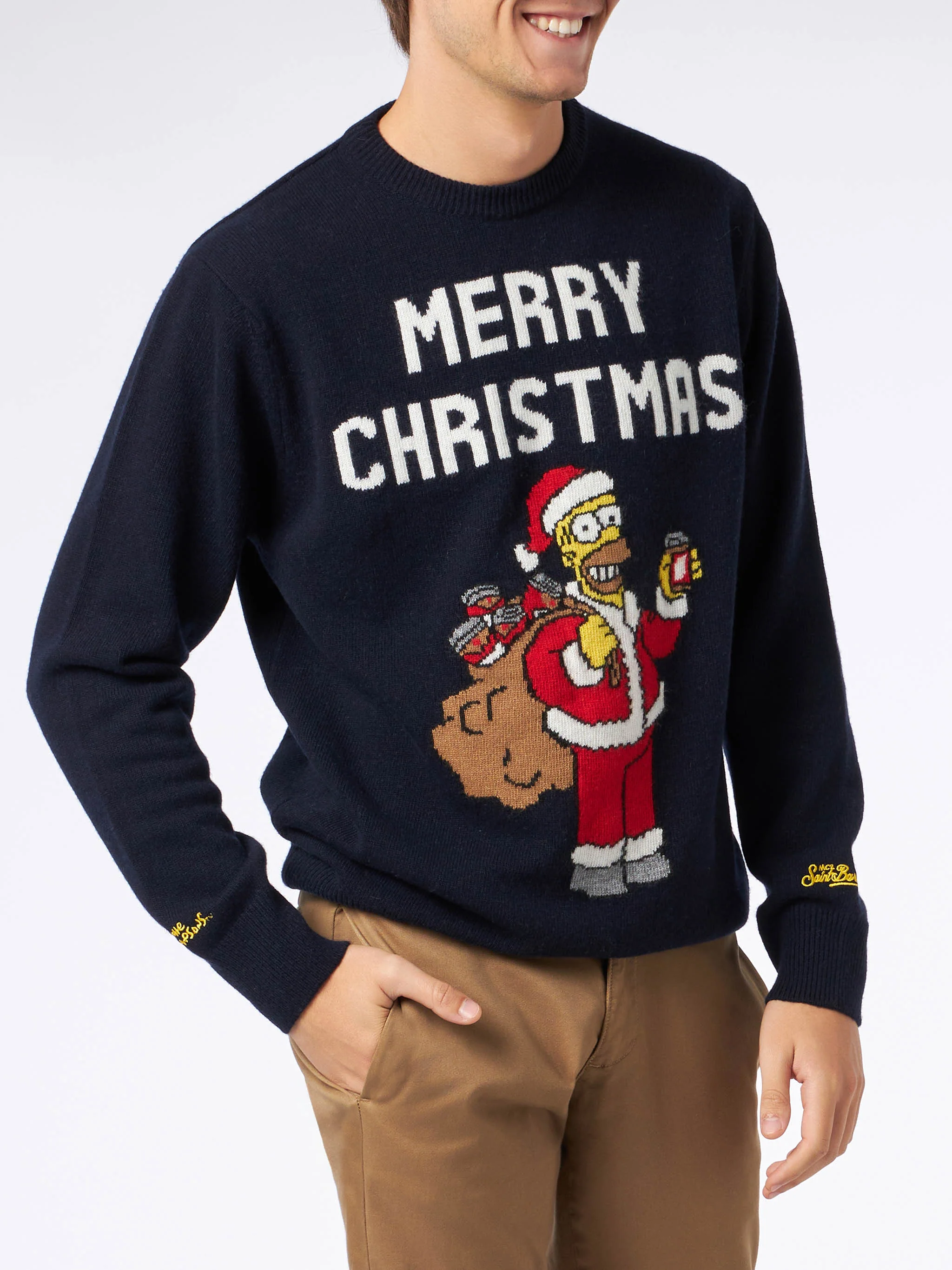 Crewneck sweater Heron with Homer Simpson jacquard | THE SIMPSONS SPECIAL EDITION
