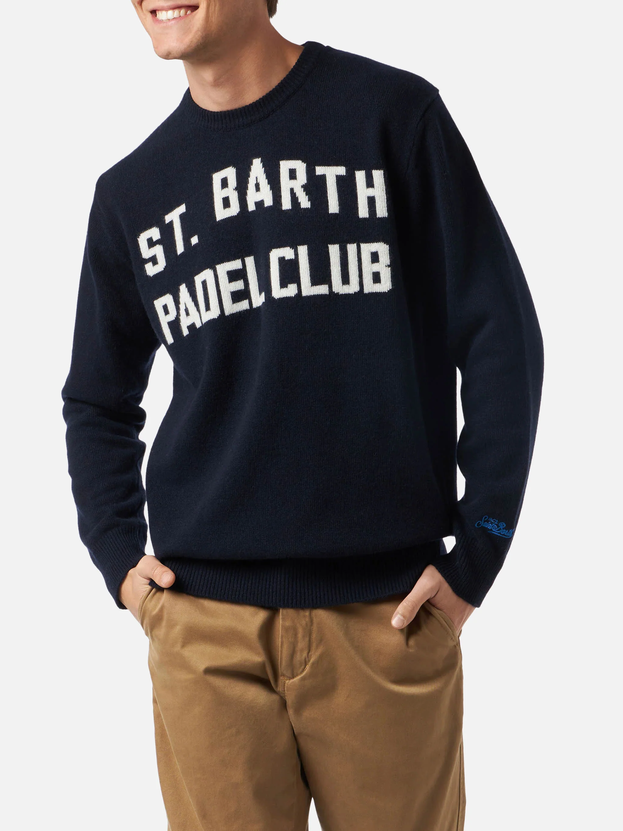 Crewneck sweater Heron with St. Barth Padel Club jacquard - Image 2