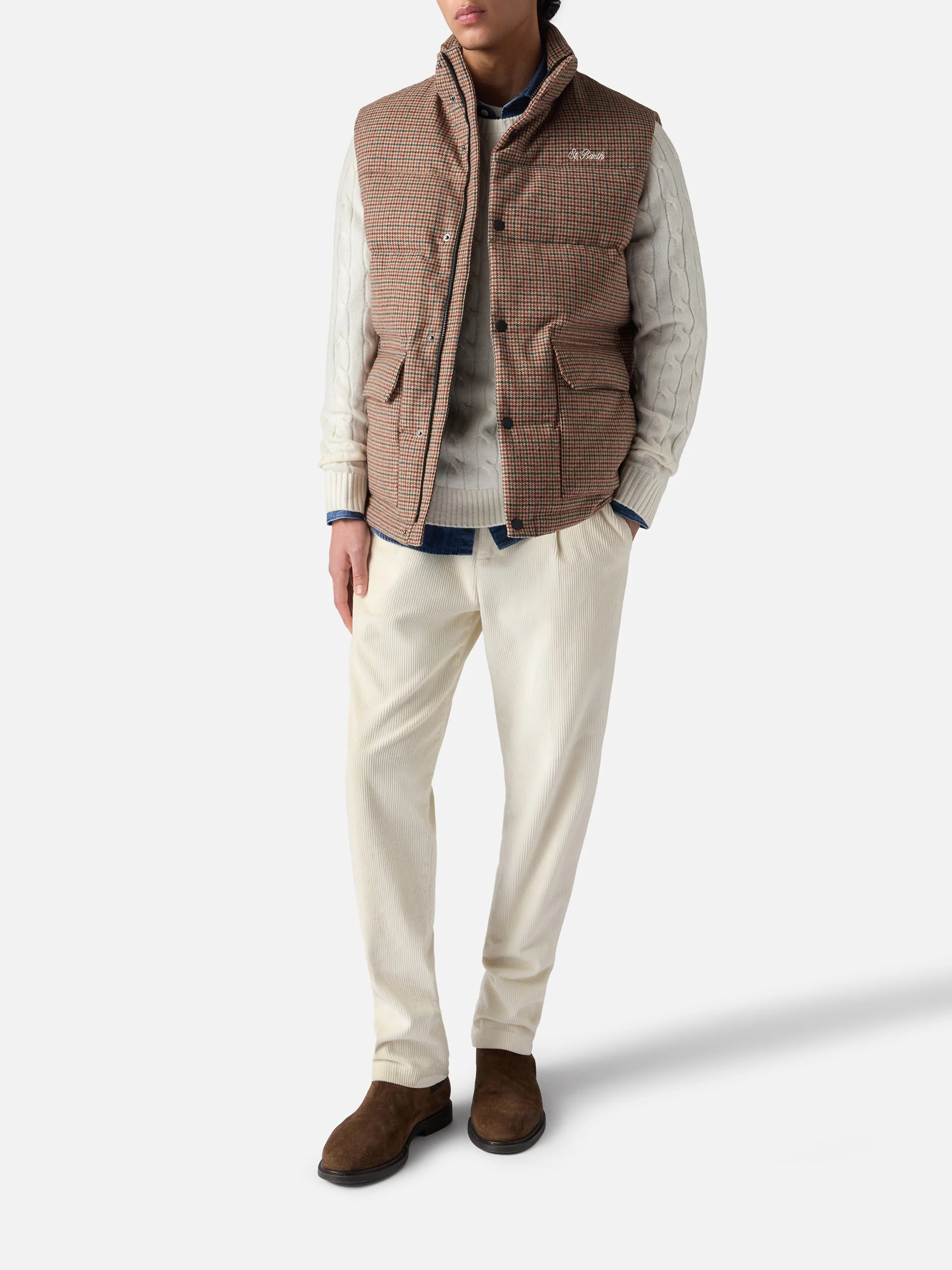 Down padded vest Thunder with pied de poul print - Image 2