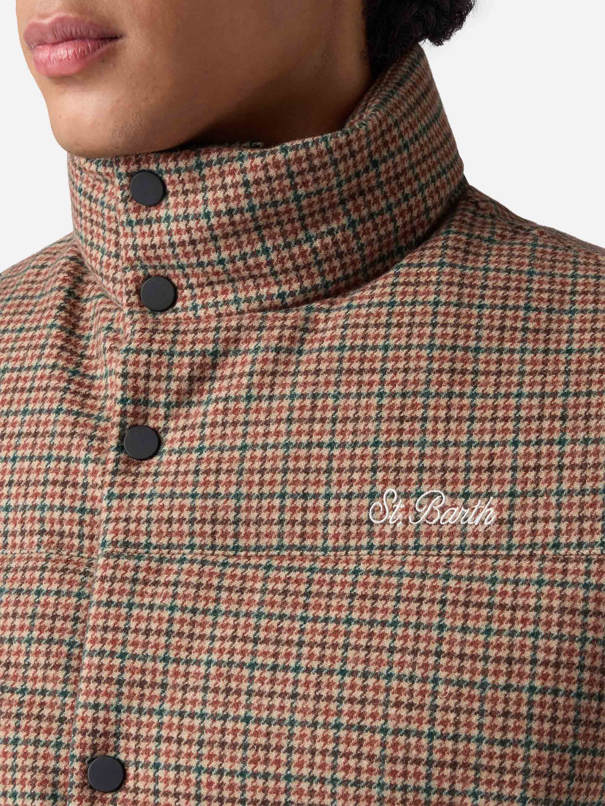 Down padded vest Thunder with pied de poul print - Image 3