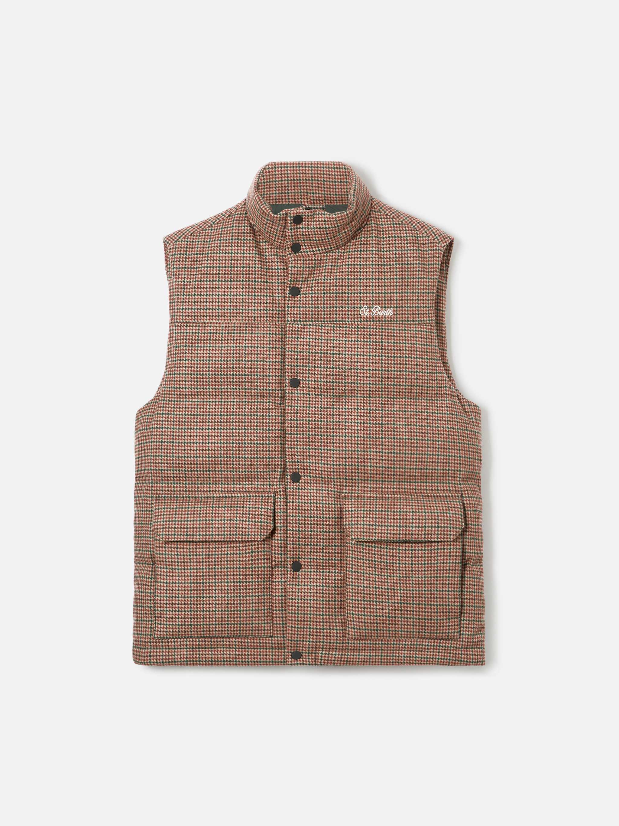 Down padded vest Thunder with pied de poul print - Image 7