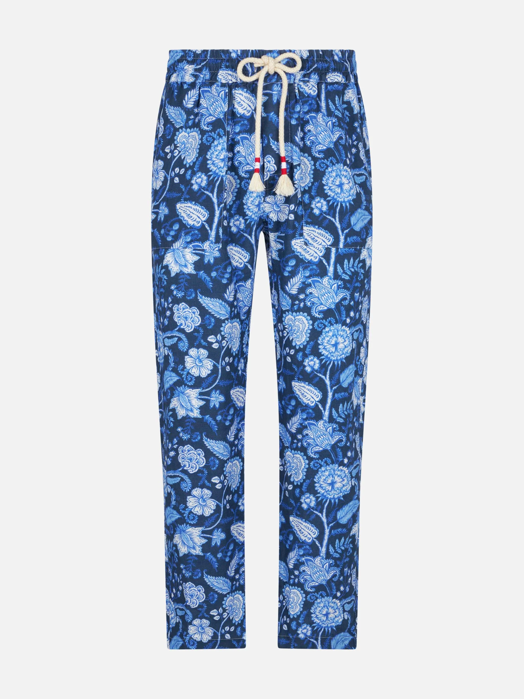 Calais blue floral linen pants - Image 4