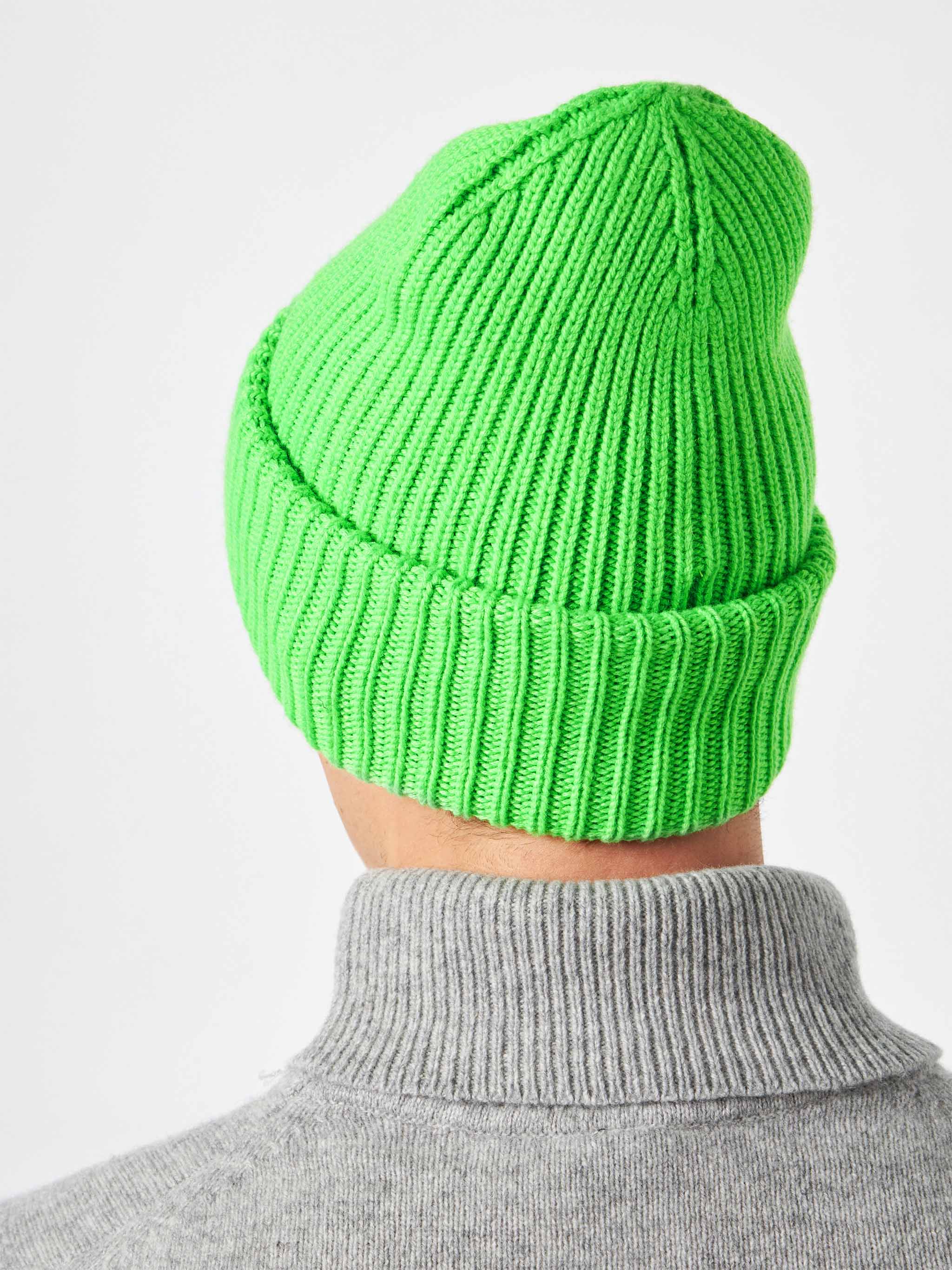 Fluo green ribbed beanie Berry with Saint Barth patch - Image 4
