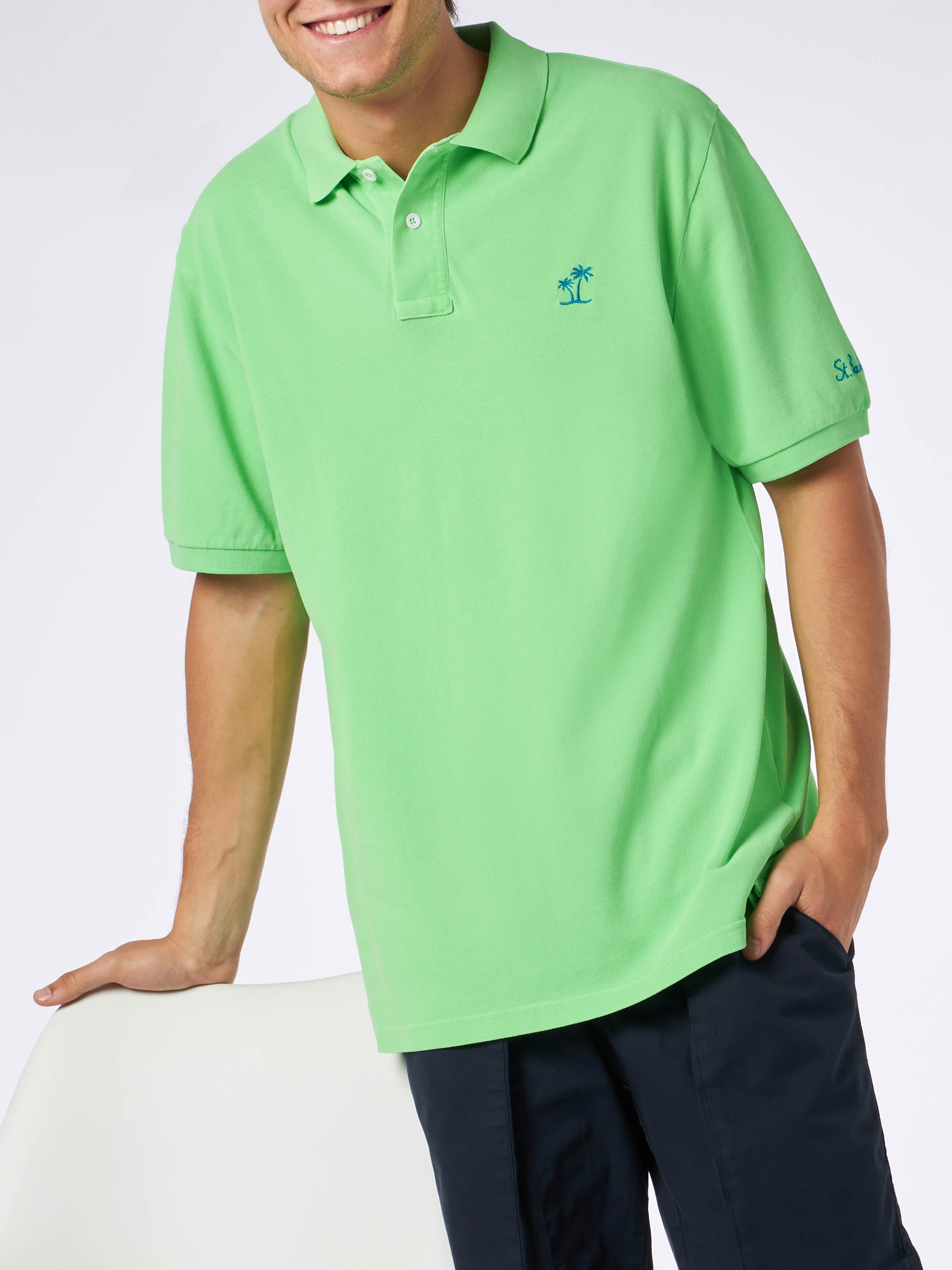 Beverly Hills Vintage fluo green piquet polo