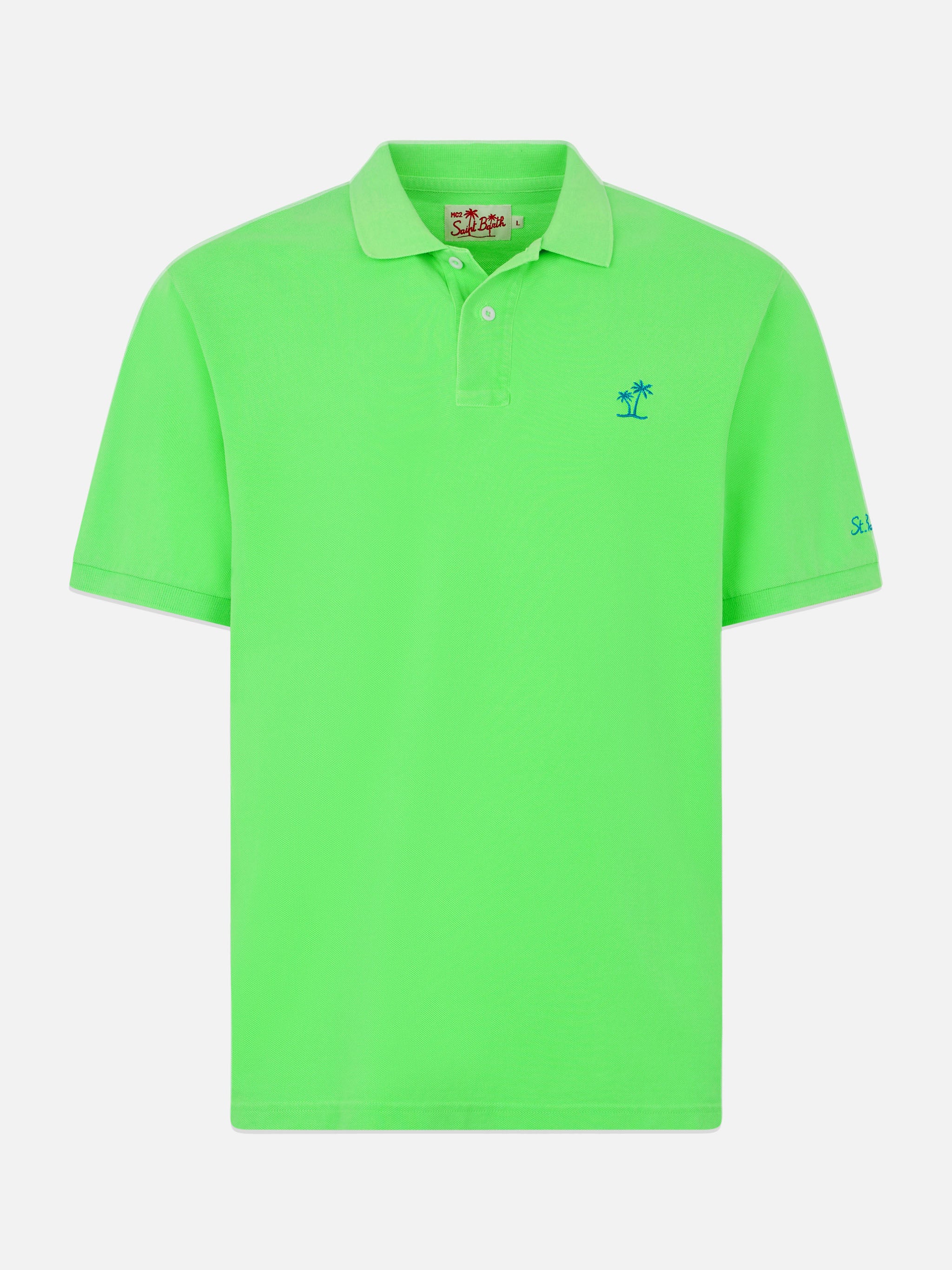 Beverly Hills Vintage fluo green piquet polo - Image 4