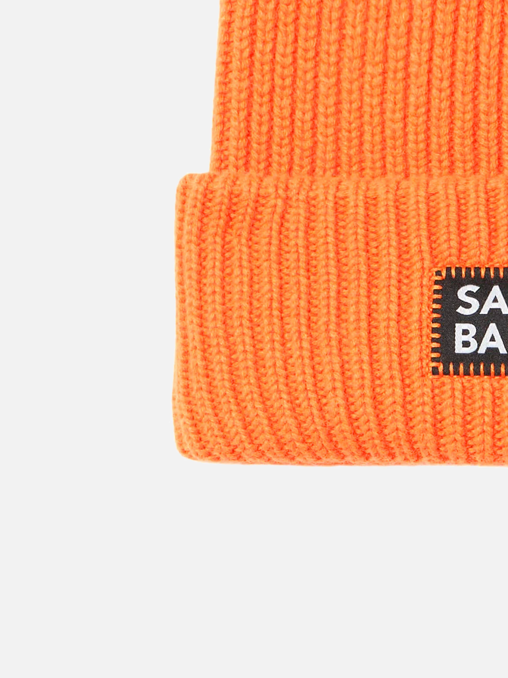 Fluo orange ribbed beanie Berry with Saint Barth patch - Image 2