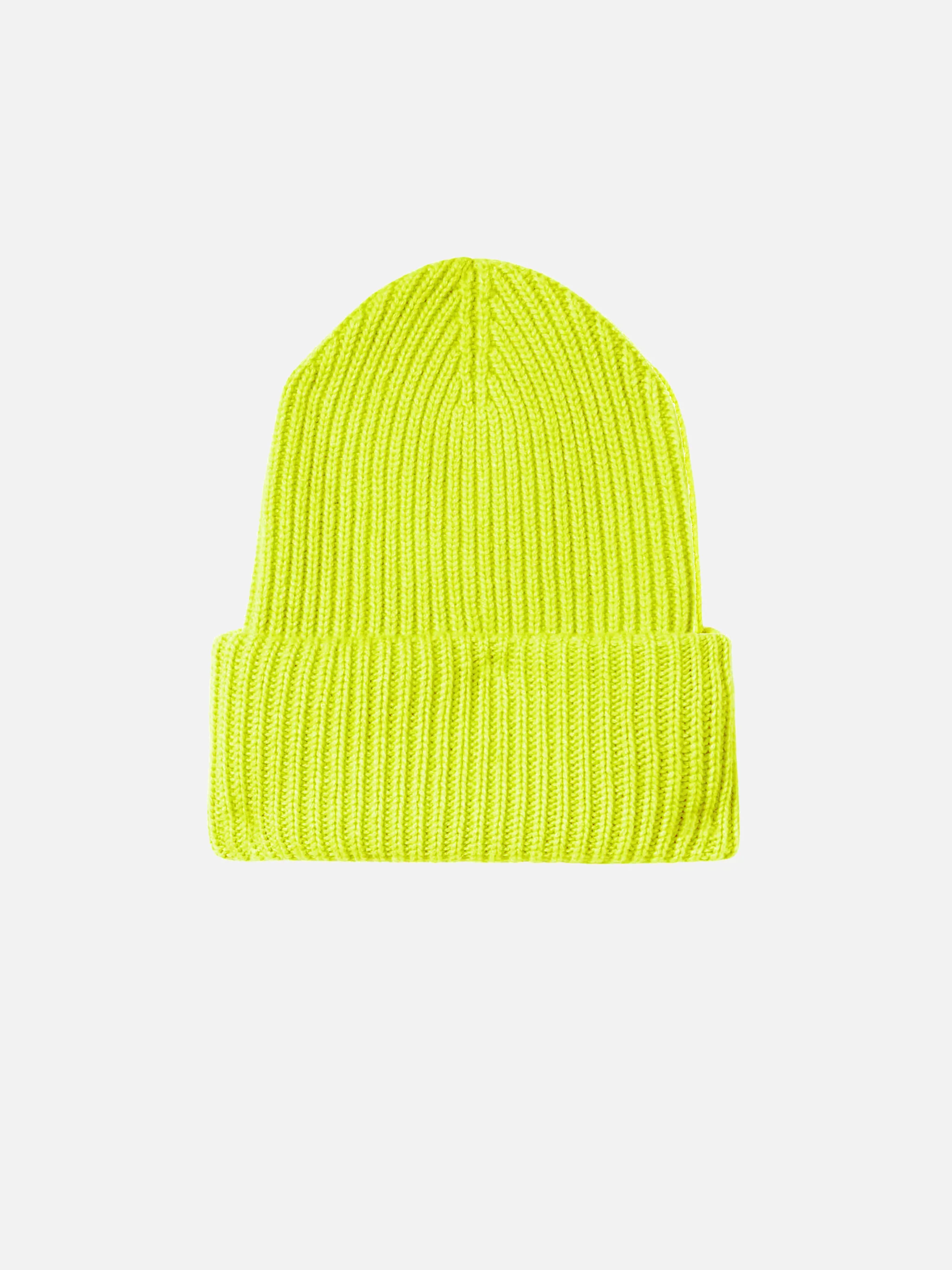 Fluo yellow ribbed beanie Berry with Saint Barth patch - Image 3