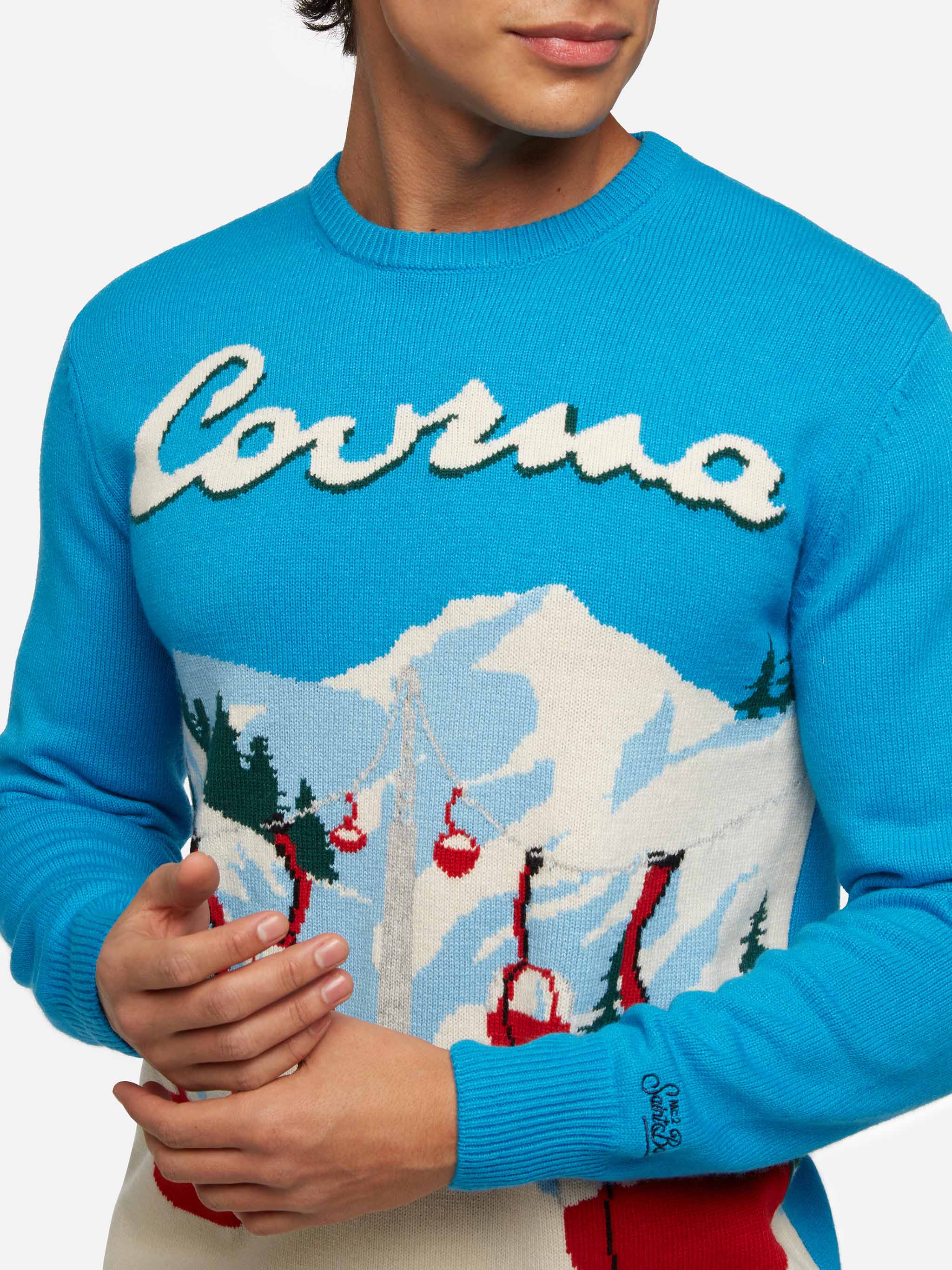 Crewneck sweater Heron with Courma postcard jacquard - Image 2