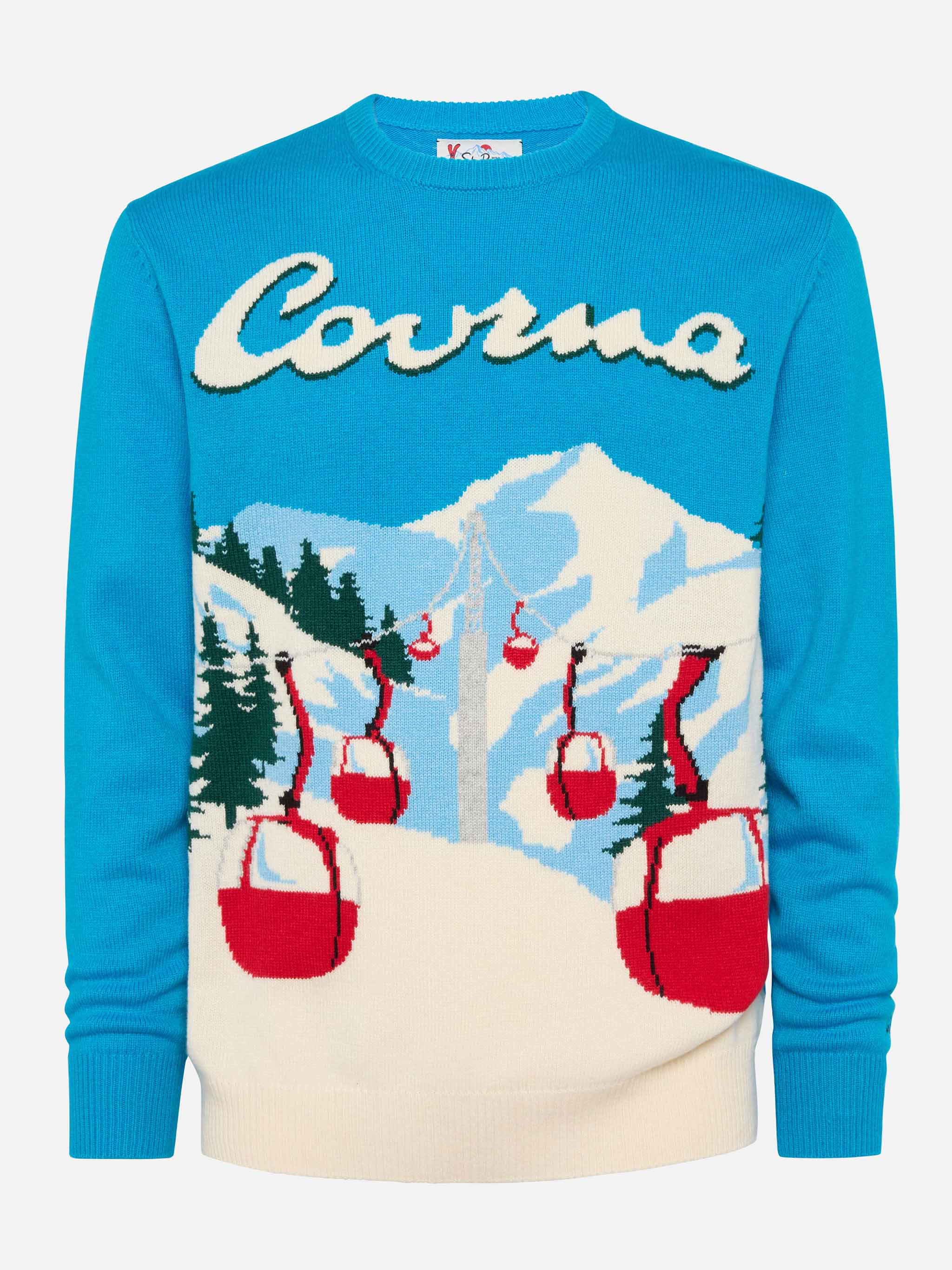 Crewneck sweater Heron with Courma postcard jacquard - Image 3