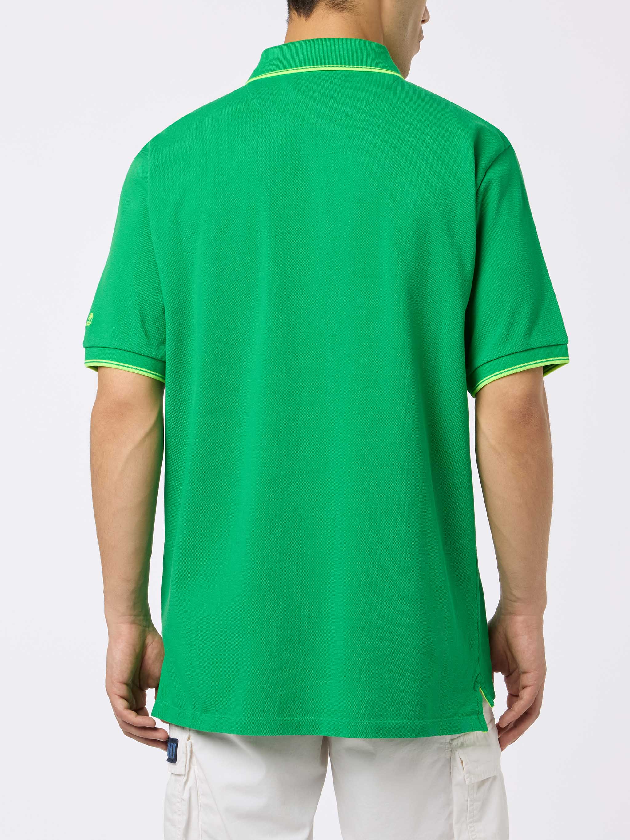 Beverly Hills green cotton piqué polo shirt with palm embroidery - Image 3