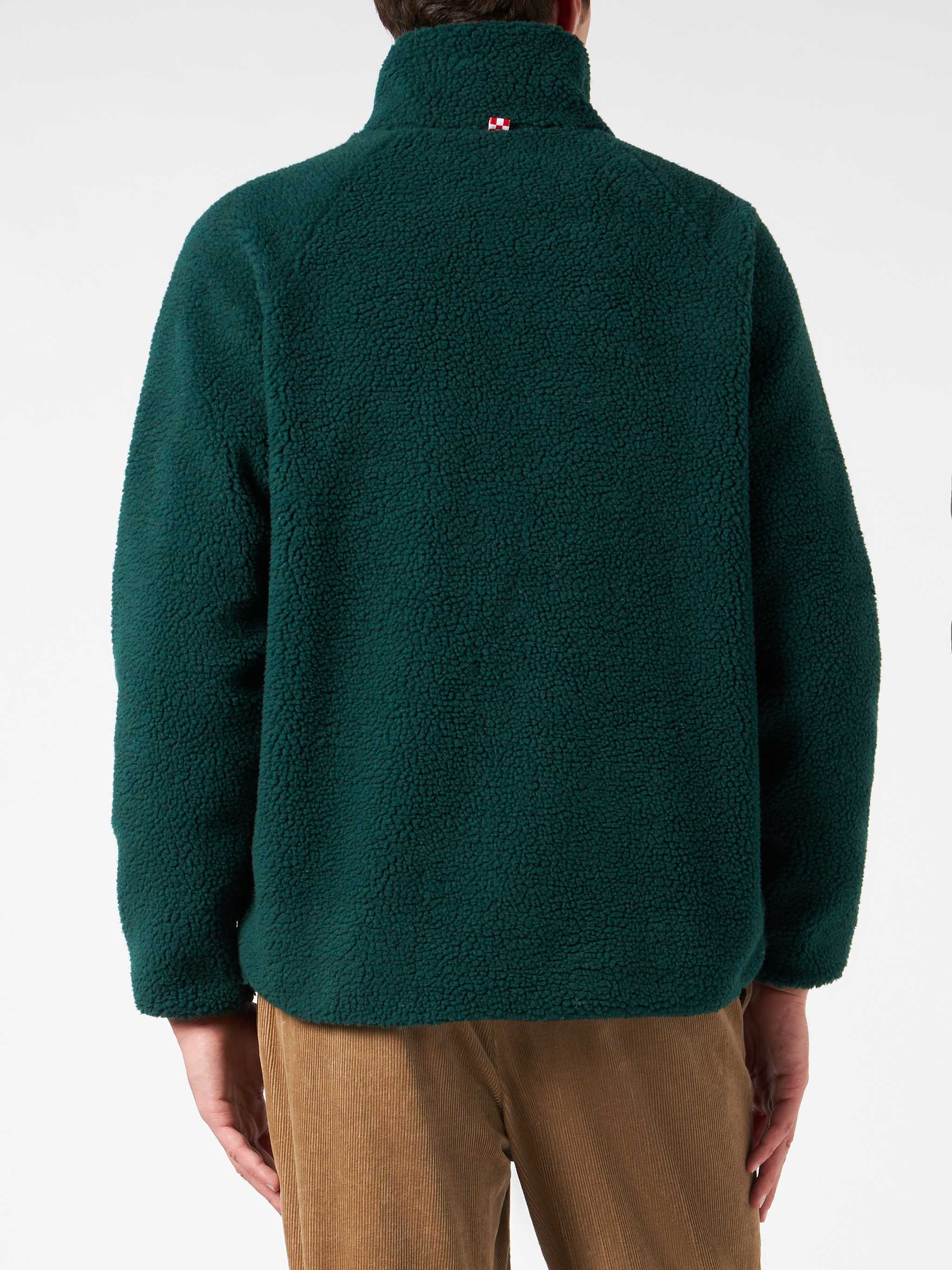 Keystone green sherpa jacket with pied de poule patch pockets - Image 3