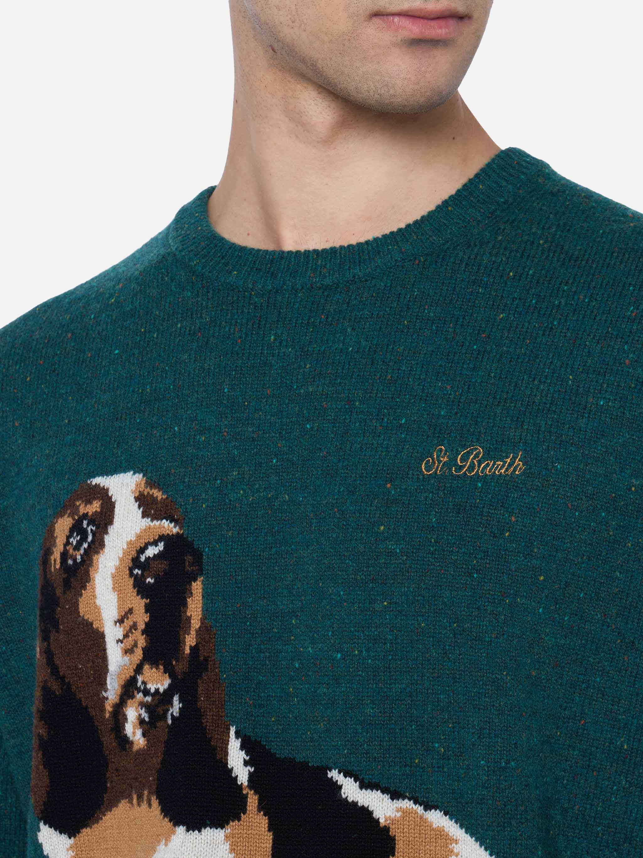Crewneck sweater Heron with basset hound jacquard - Image 2