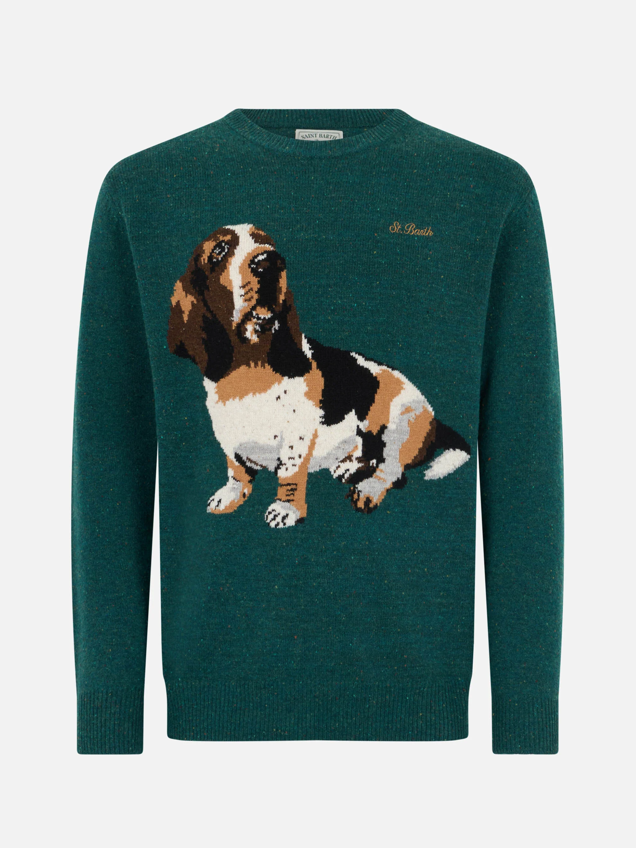 Crewneck sweater Heron with basset hound jacquard - Image 4