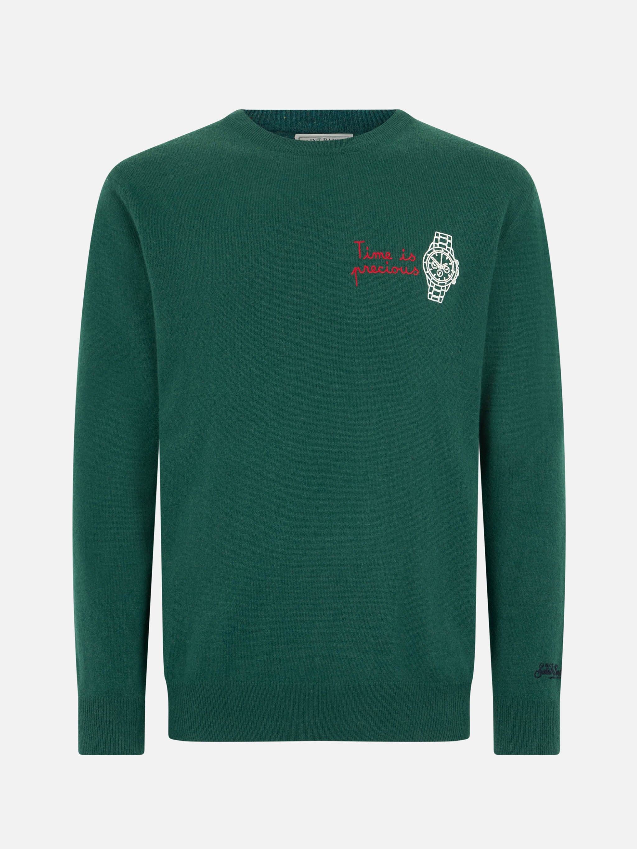 Crewneck sweater Heron with Time is precious embroidery - Image 6